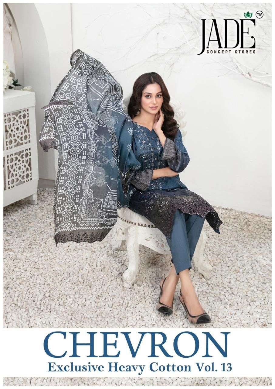 concept store chevron vol-13 by jade 121-126 series laxclusive designer cotton pakistani wear suit supplier surat