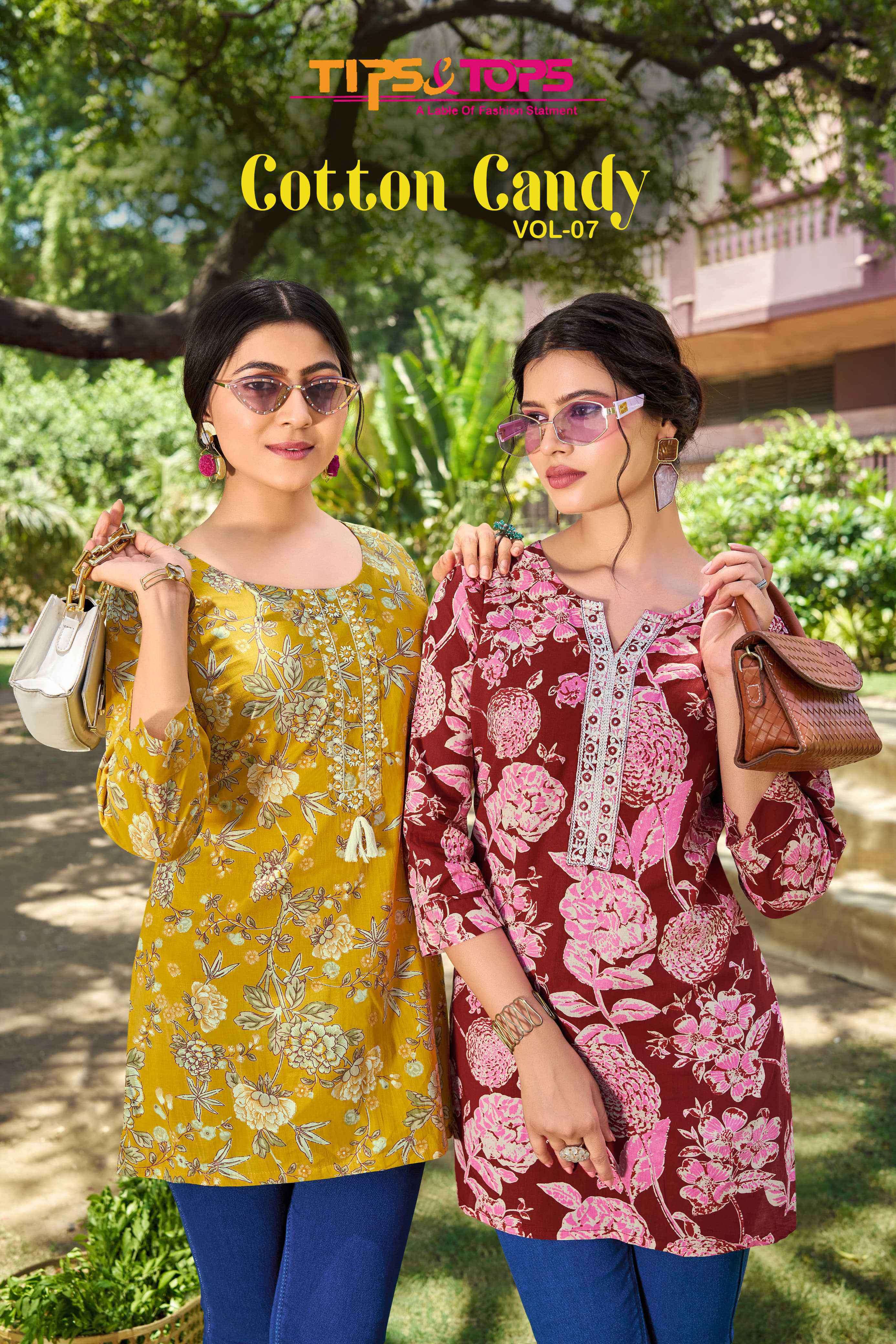 cotton candy vol-7 by tips and tops 1001-1008 series summer special cotton shor top collection surat