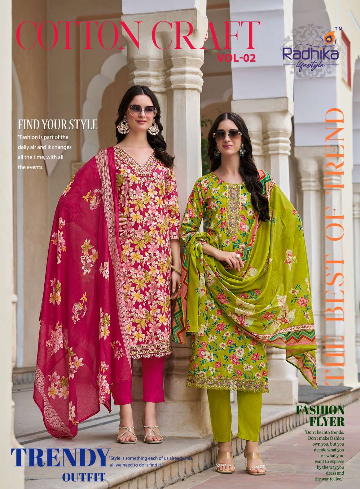 cotton craft vol-2 by radhika lifestyle cotton with embroidered summer wear suit exporter surat