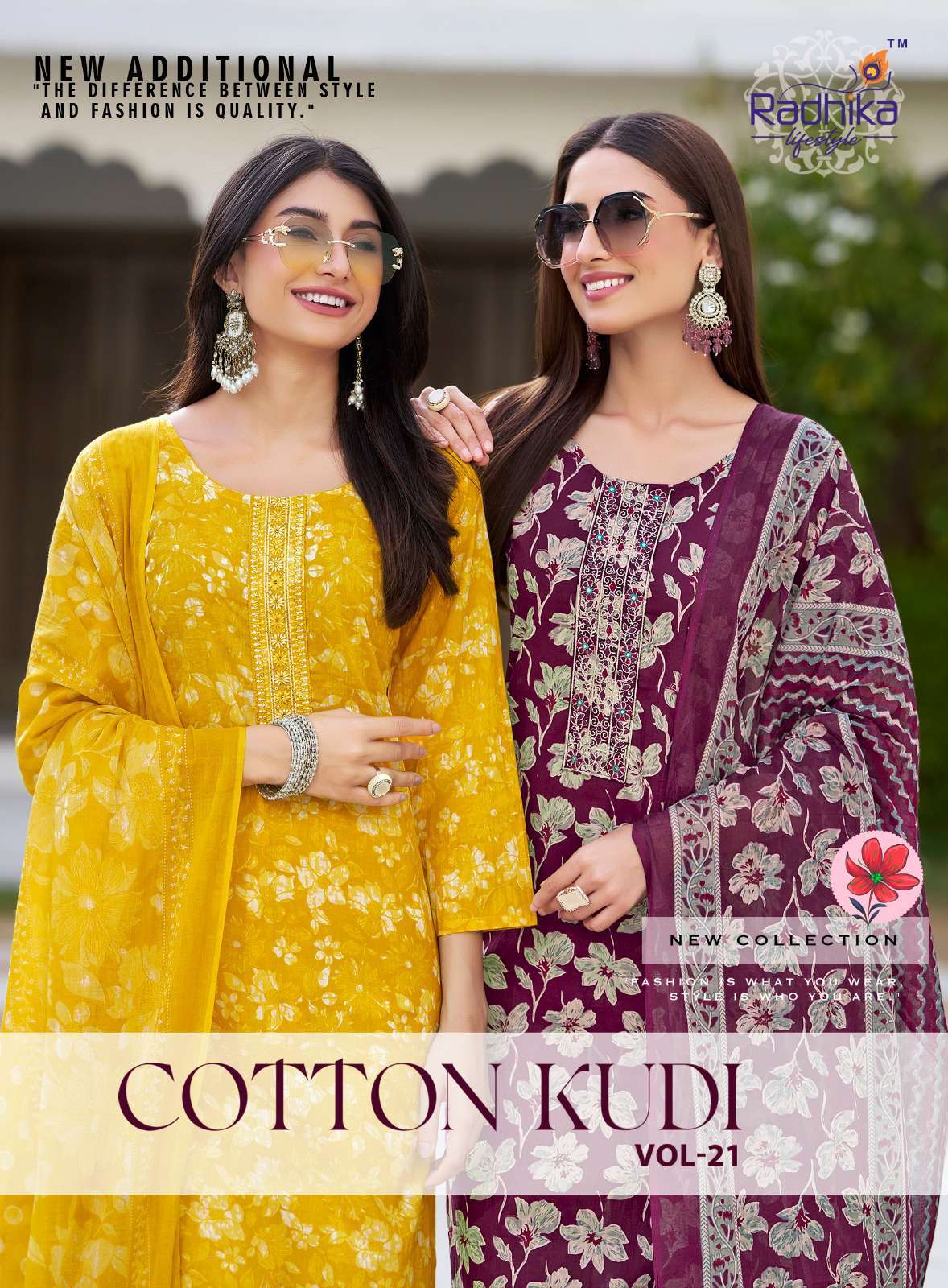 cotton kudi vol-21 by radhika lifestyle 21001-21008 seris cotton exclusive designer salwar kameez supplier surat