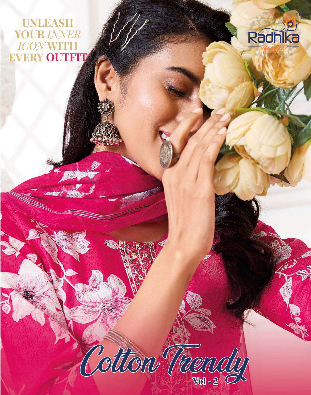 cotton trendy vol-2 by radhika lifestyle colors summer wear cotton printed salwar kameez dealer surat