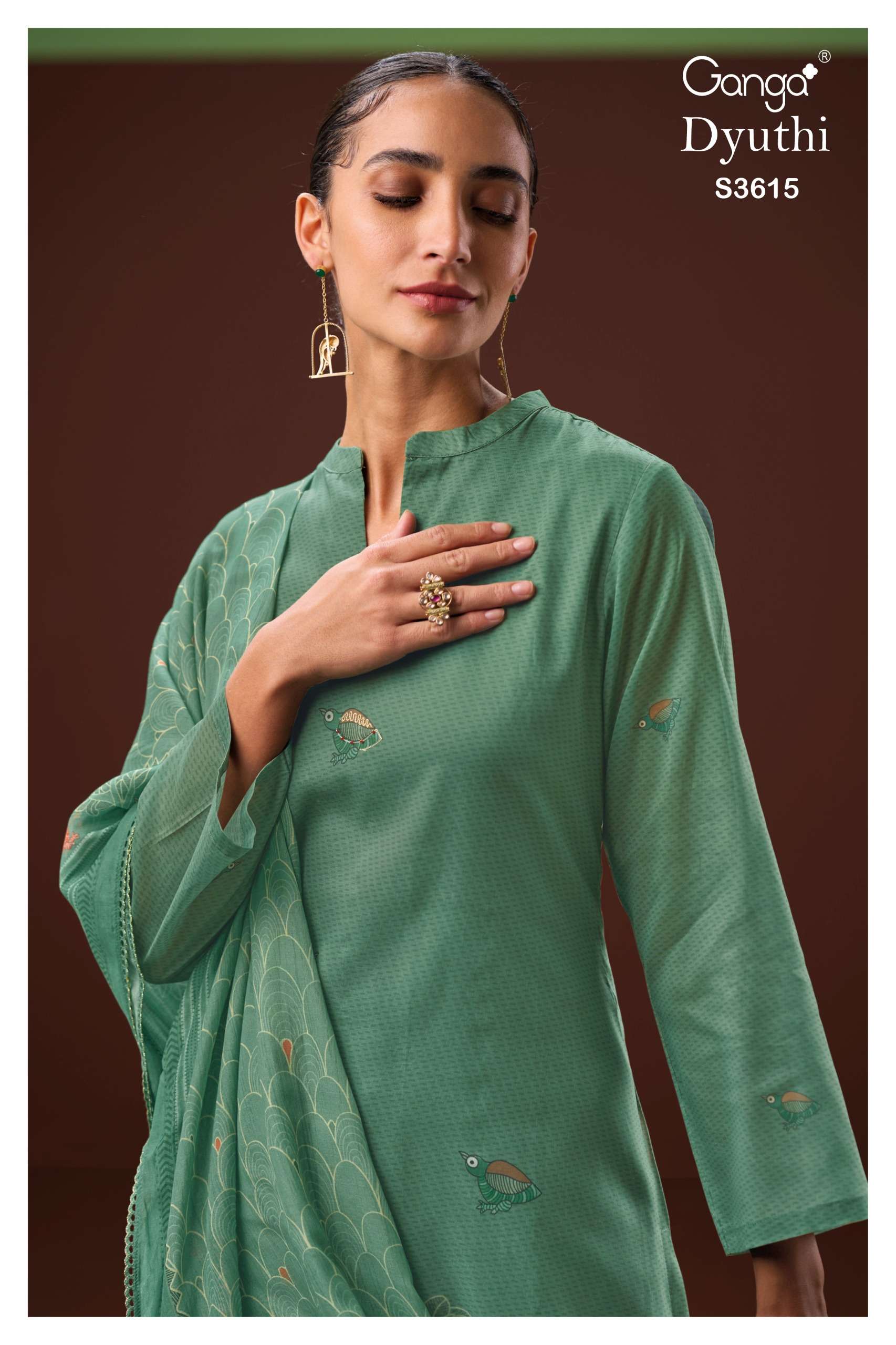 dyuthi 3615 by ganga exclusive designer party wear embroidered suit exporter surat