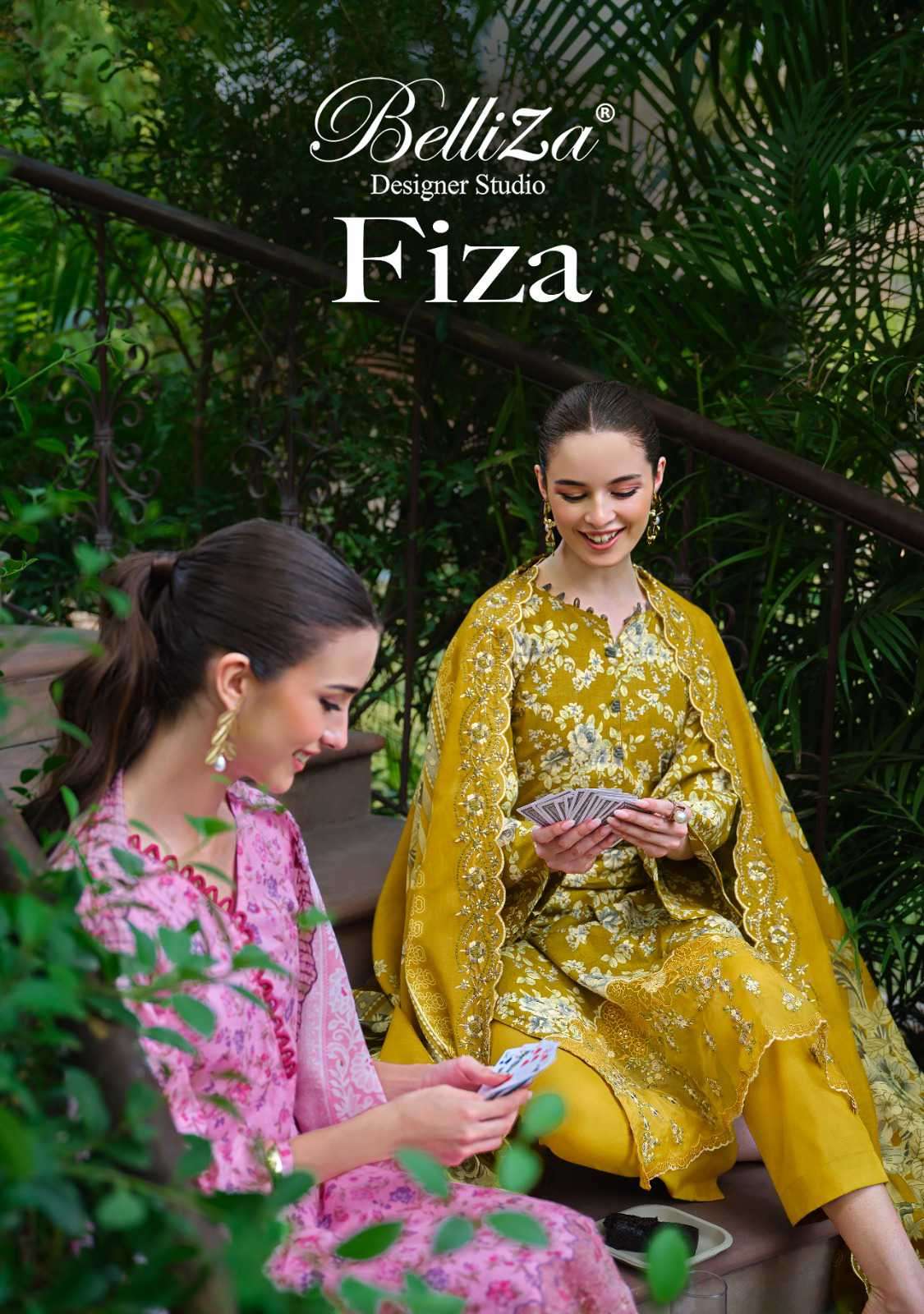 fiza by belliza designer colors cotton print with embroidered suit wholesaler surat