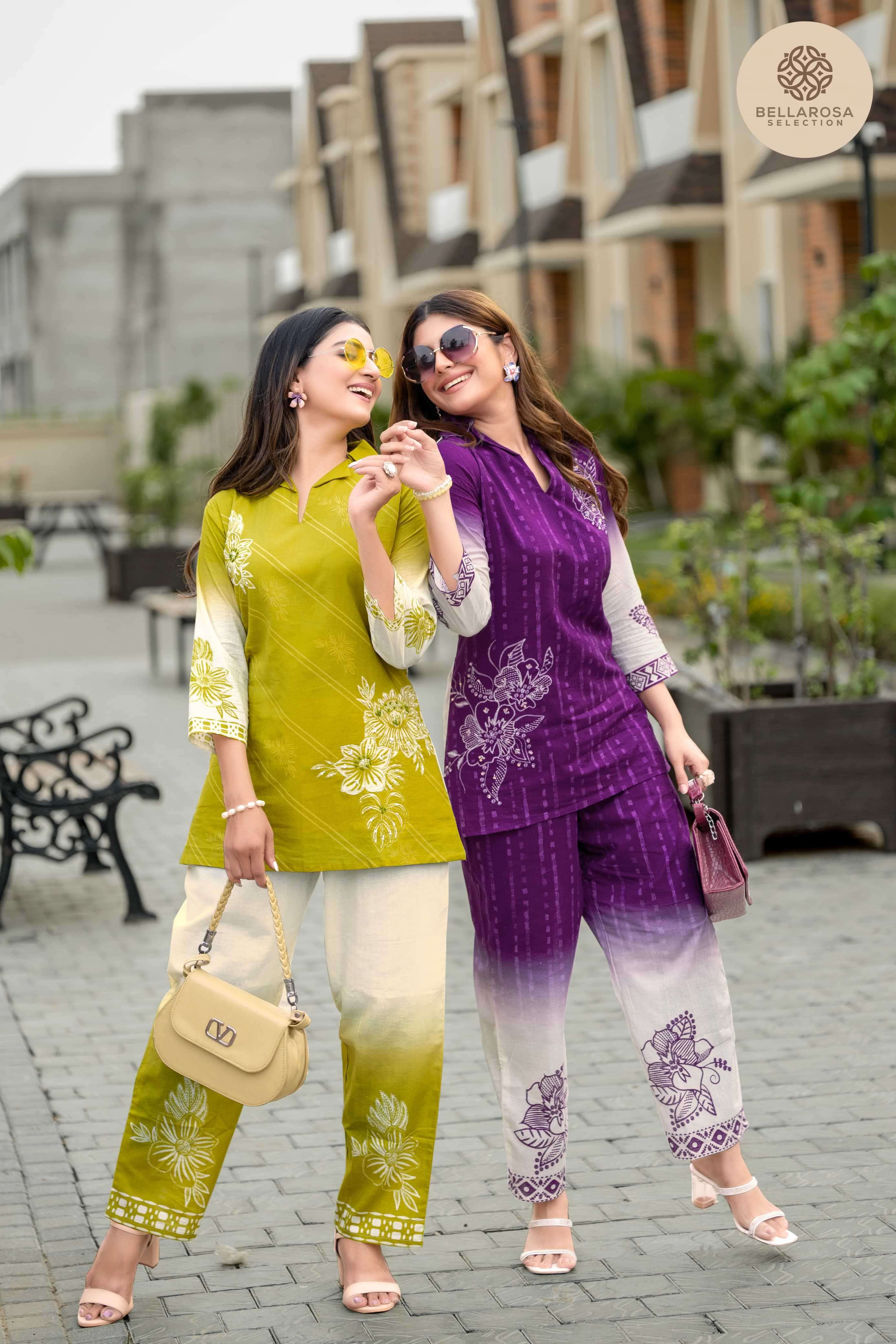 flora by bellrosa 101-105 series exclusive designer cotton cord set collection surat