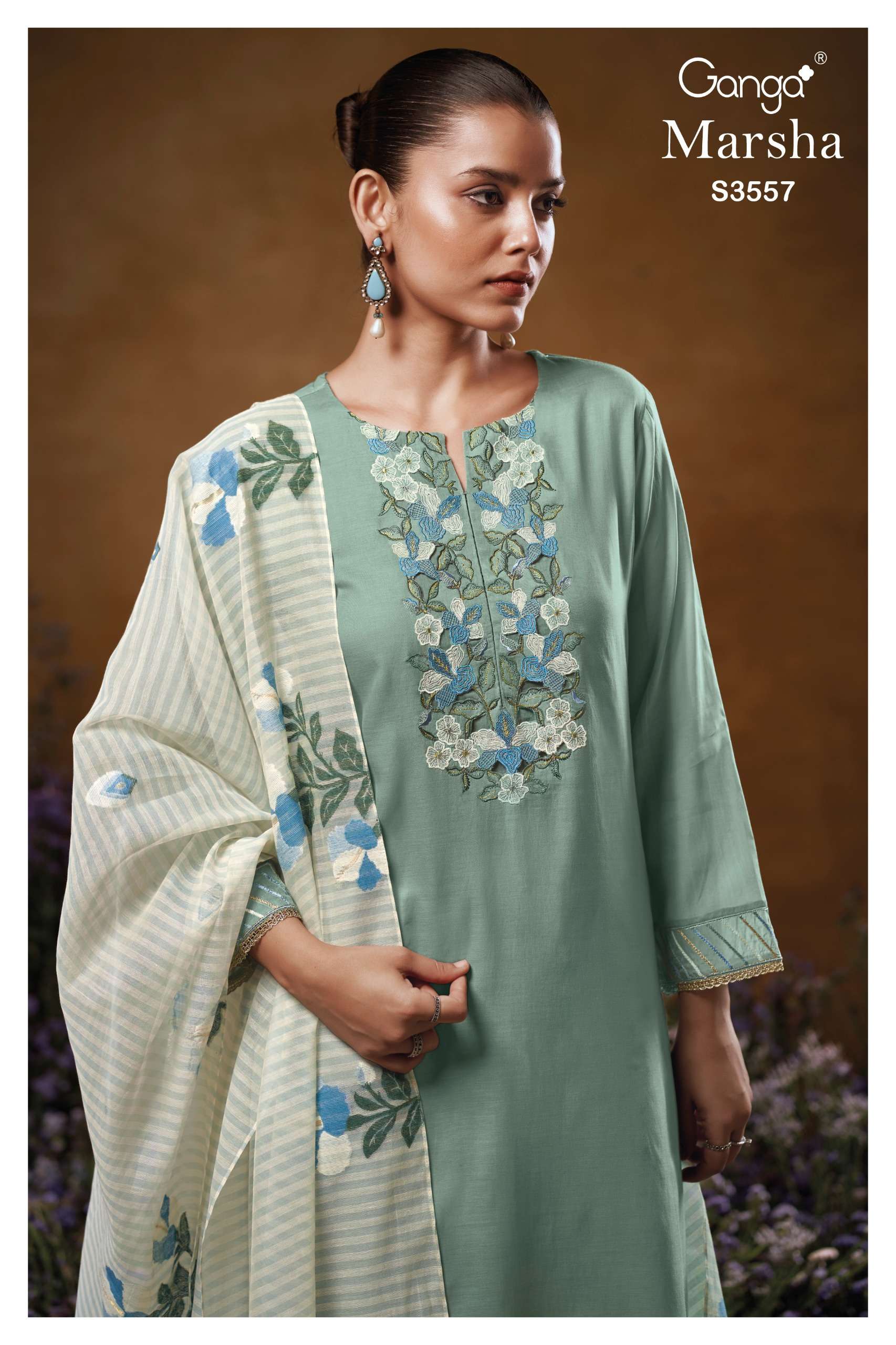 ganga marsha 3557 pure mal exclusive embroidered salwar suit supplier