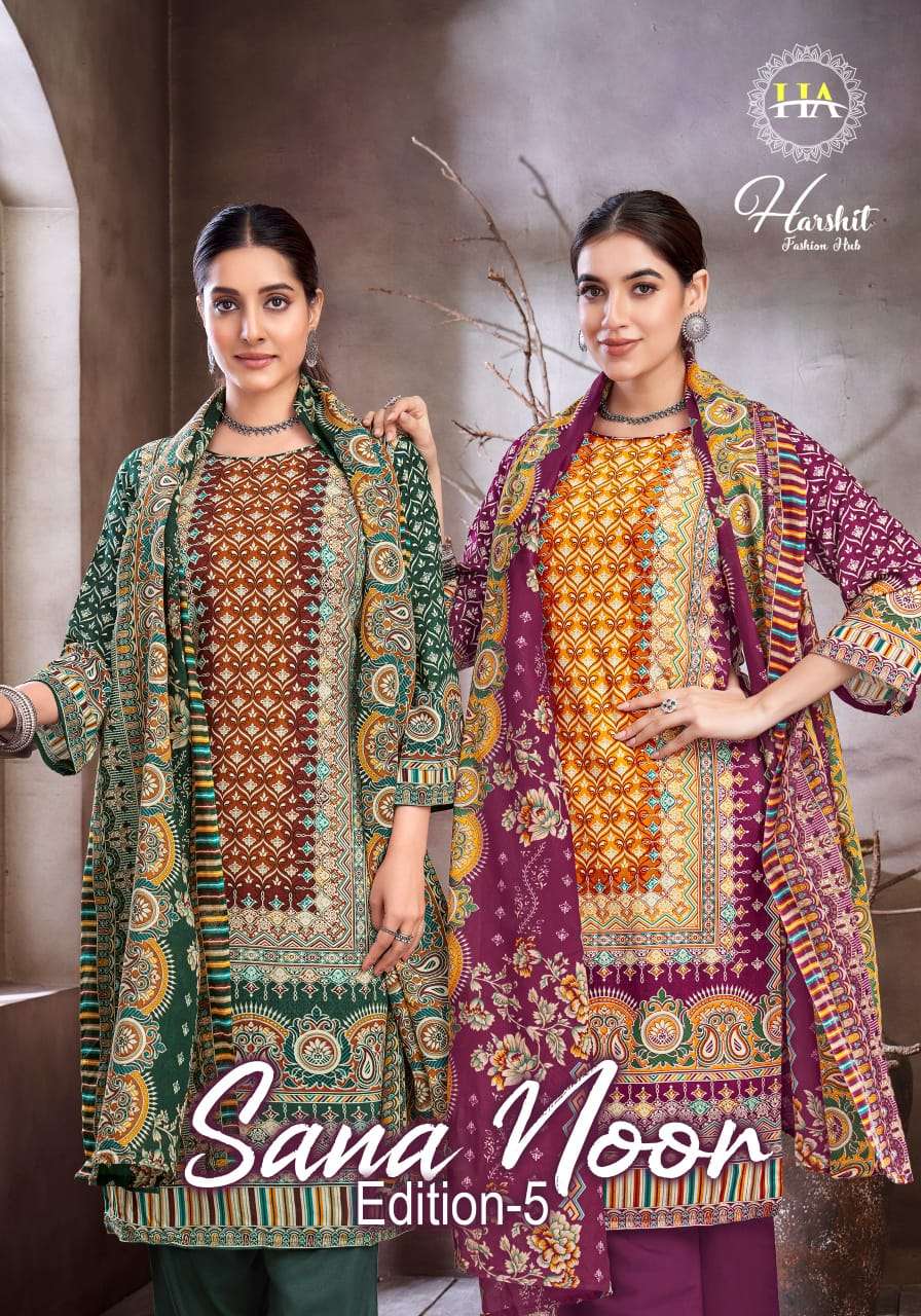 harshit fashion sana noor vol-5 viscose rayon fancy digital printed suit supplier 