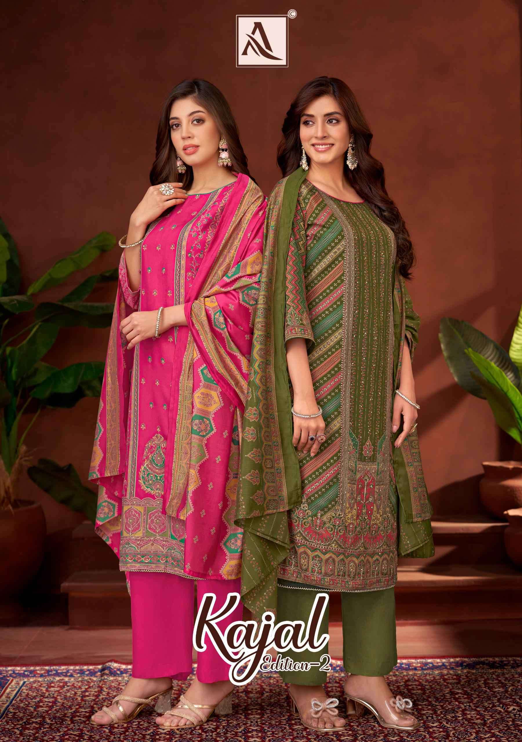 kajal vol-2 by alok suit fancy handwork viscose rayon exclusive designer suit supplier 