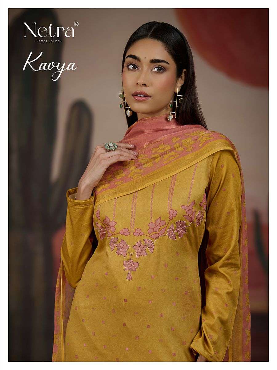 kavya by ganga cotton handwork unstitch salwar suit dealer surat