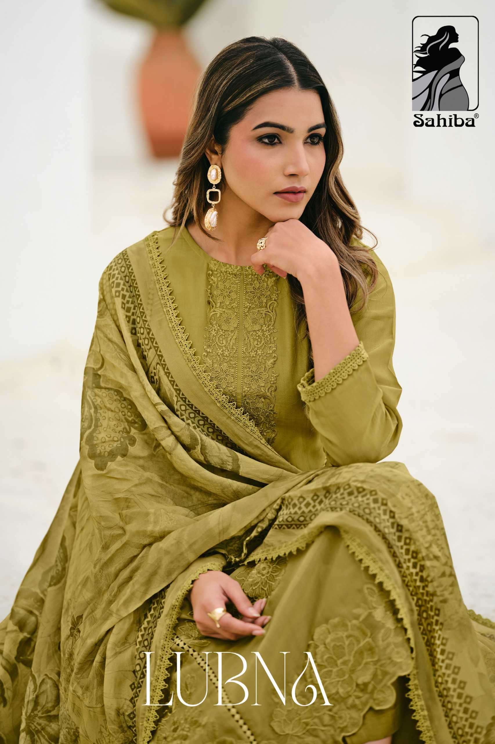 lubna by sahiba party wear embroidered organza silk fancy suit supplier 