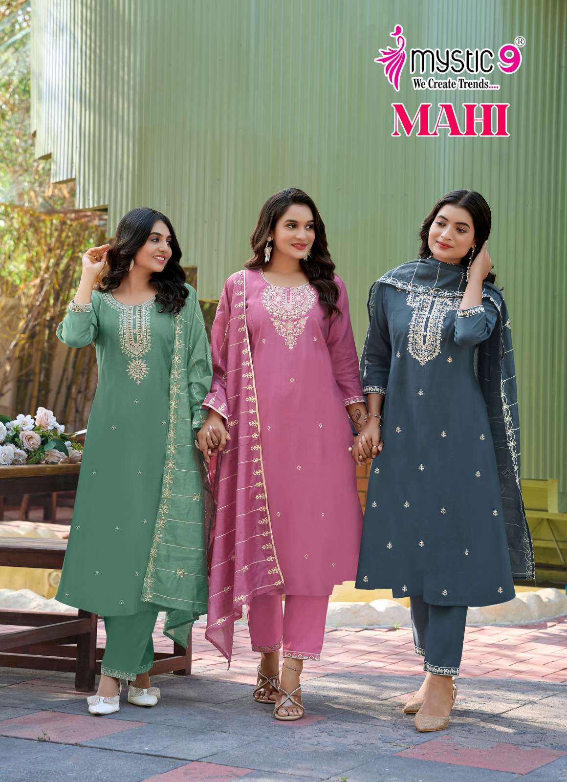 mahi vol-1 by mystic 9 1001-1008 series casual wear fancy designer kurti wholesale surat