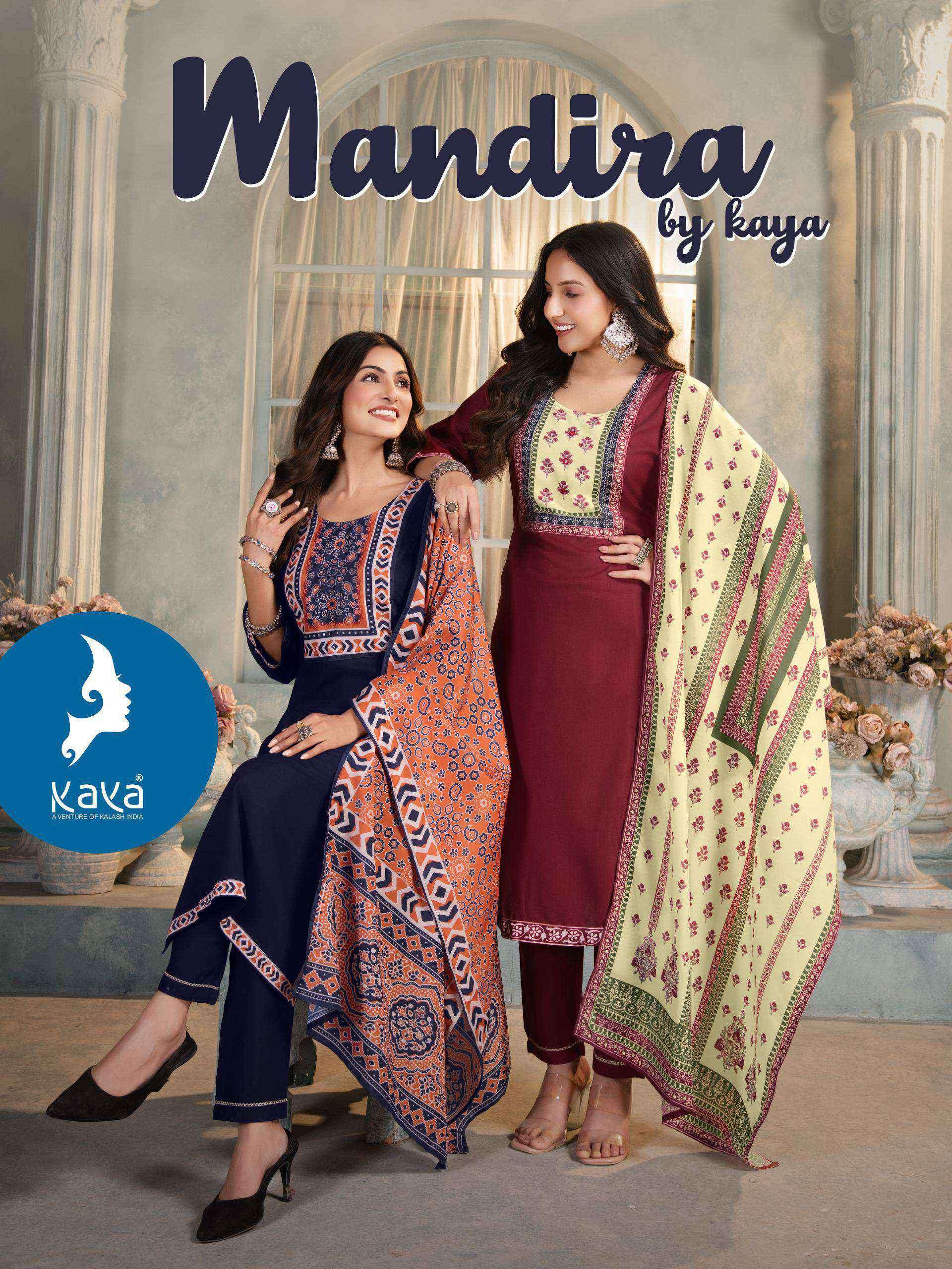 mandira by kaya colors latest designer party wear kurti with dupatta set supplier surat