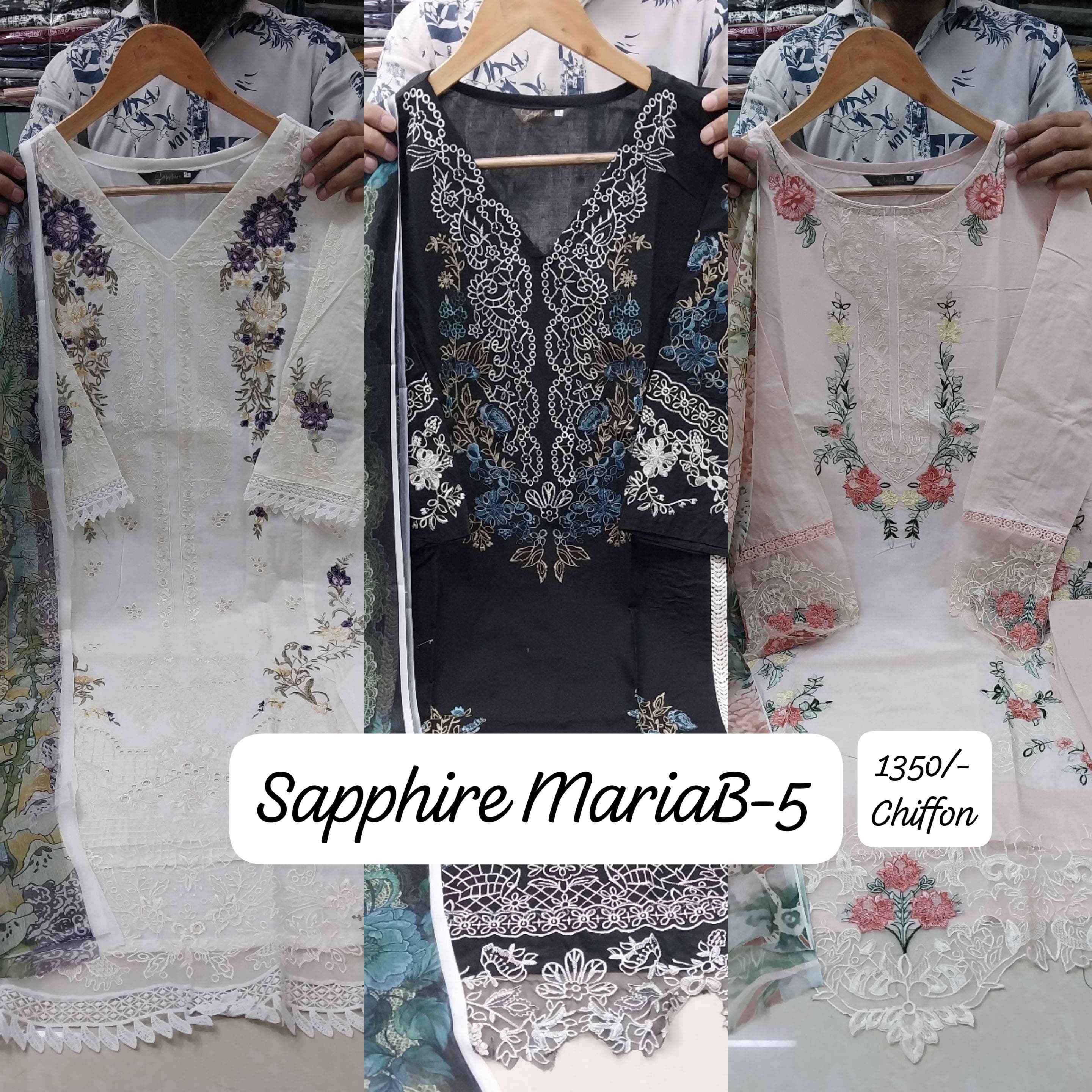 maria b vol-5 by sapphire fancy self heavy embroidered pakistani wear suit collection surat