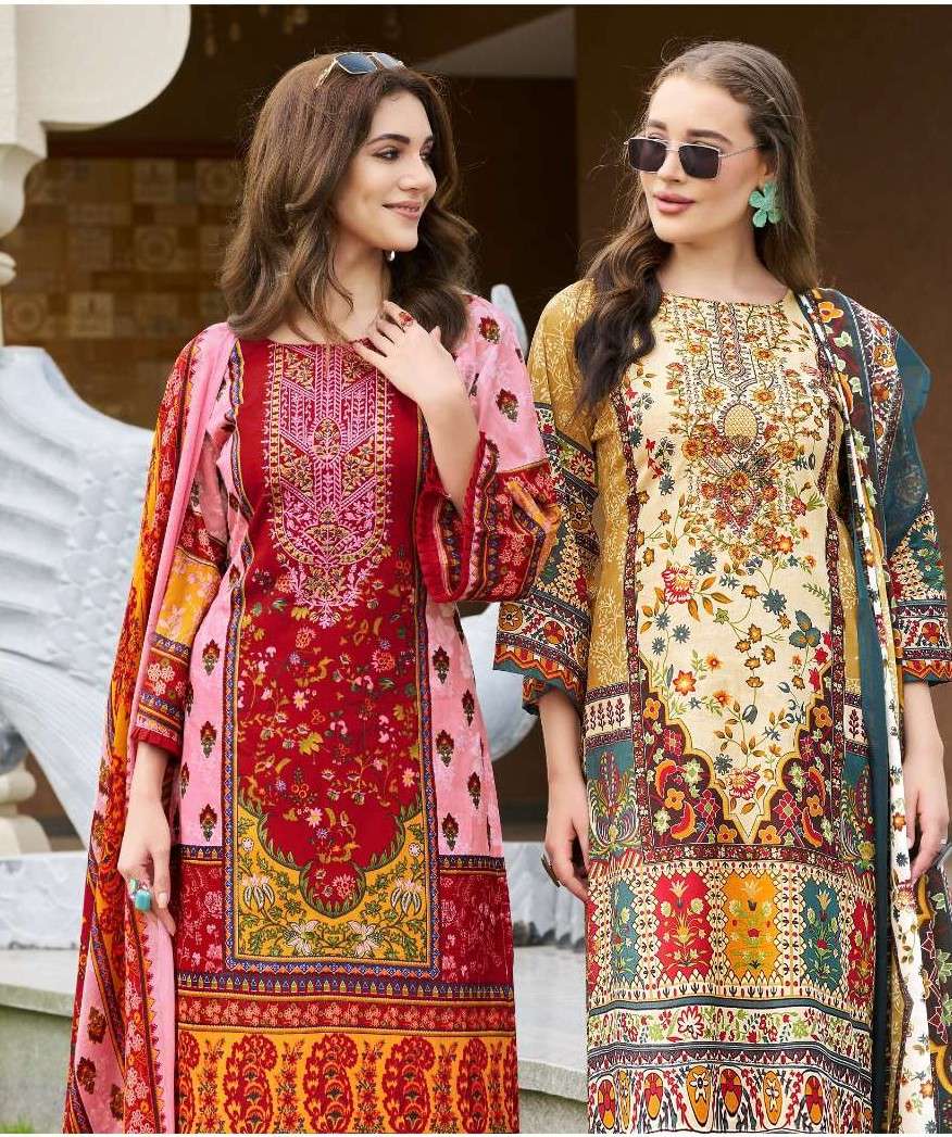 mehnaaz by levisha 7013-7020 series cotton fancy self  embroidered salwar suit wholesale surat