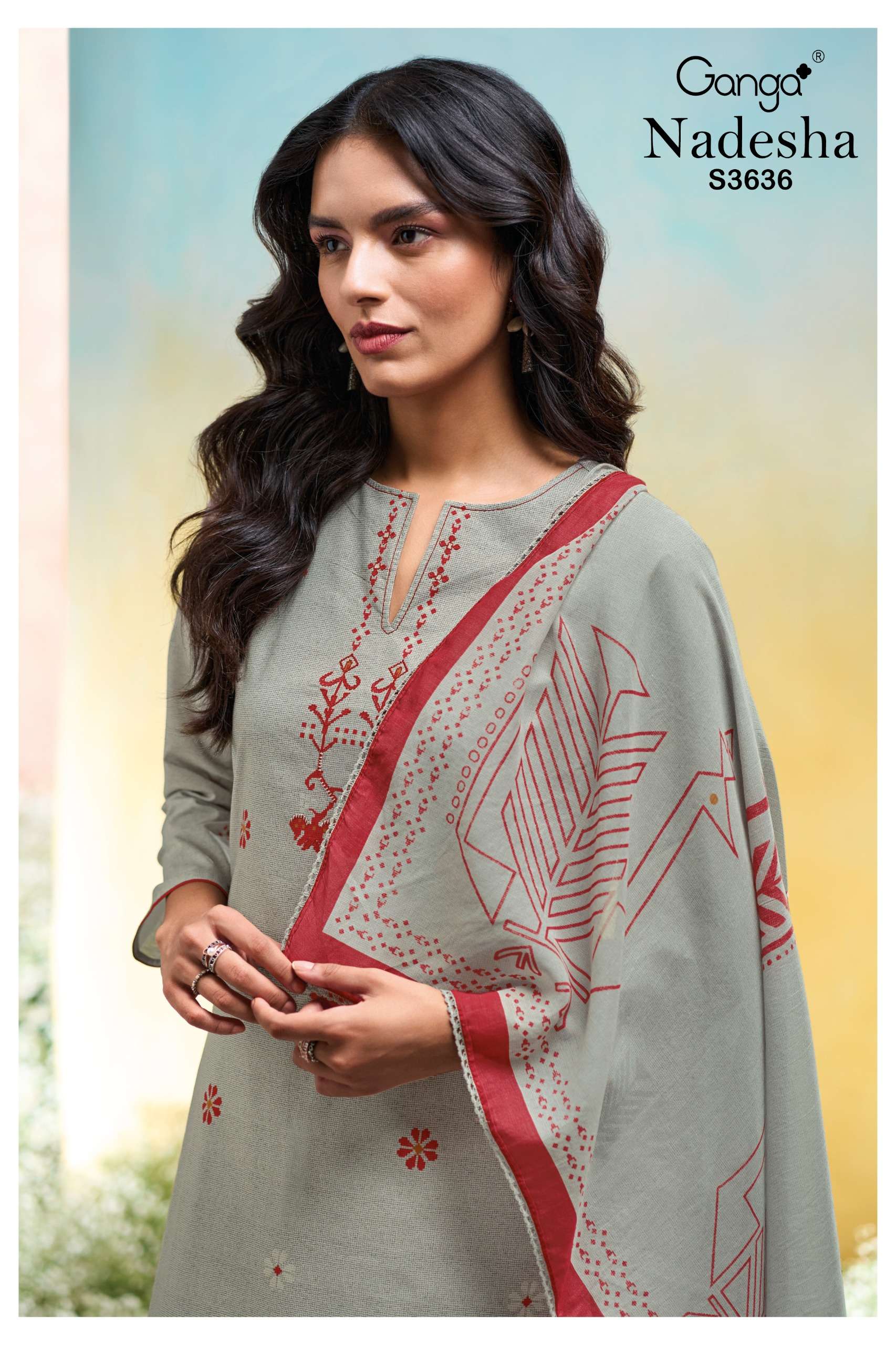 nadesha 3636 by ganga cotton summer wear salwar suit supplier surat