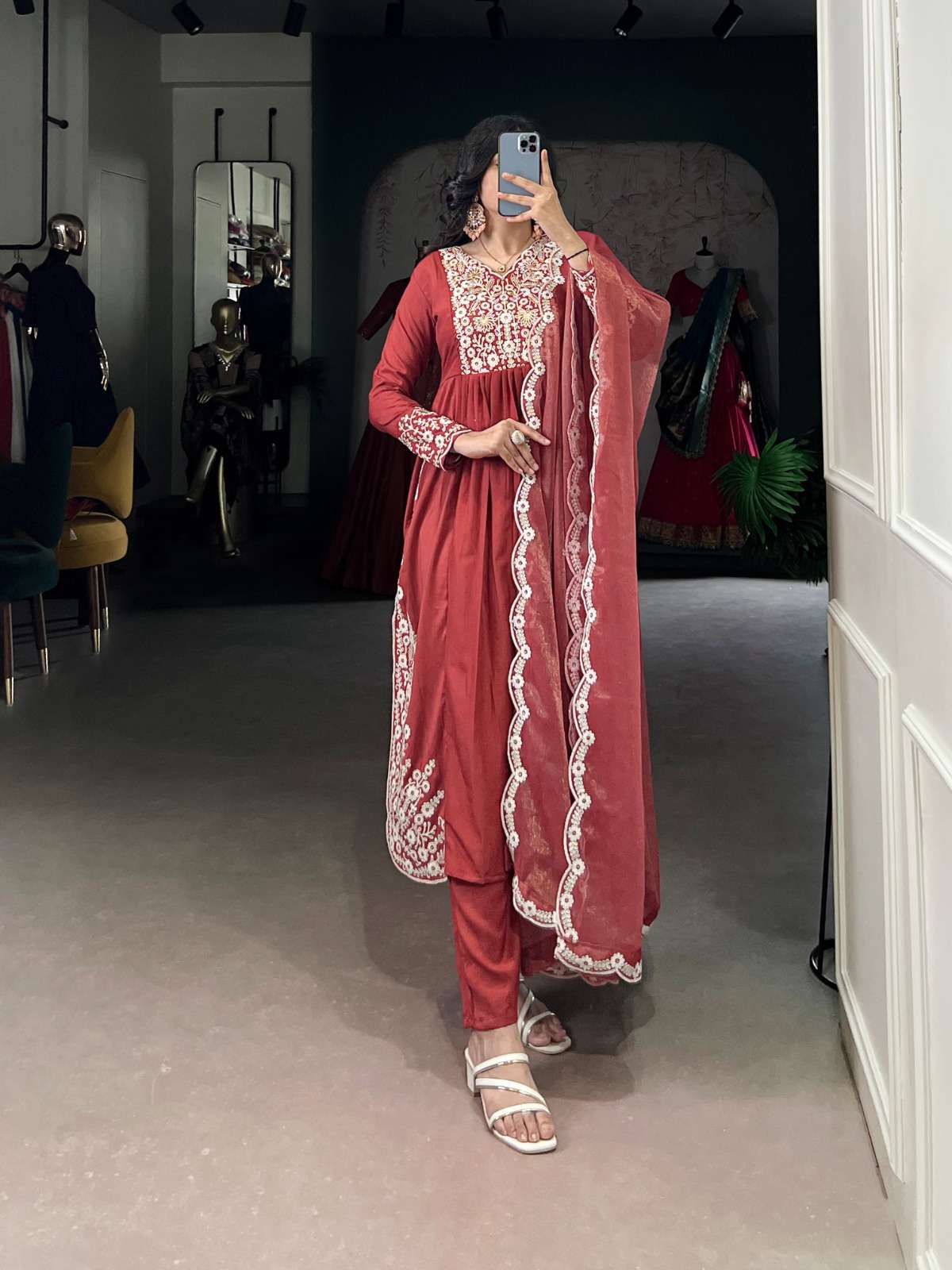 nn 3031 series maska cotton fancy thread embroidered readymade suit supplier 