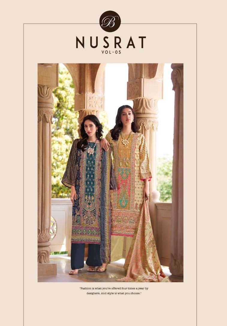 nusrat vol-5 by belliza designer exclusive designer party wear suit supplier surat