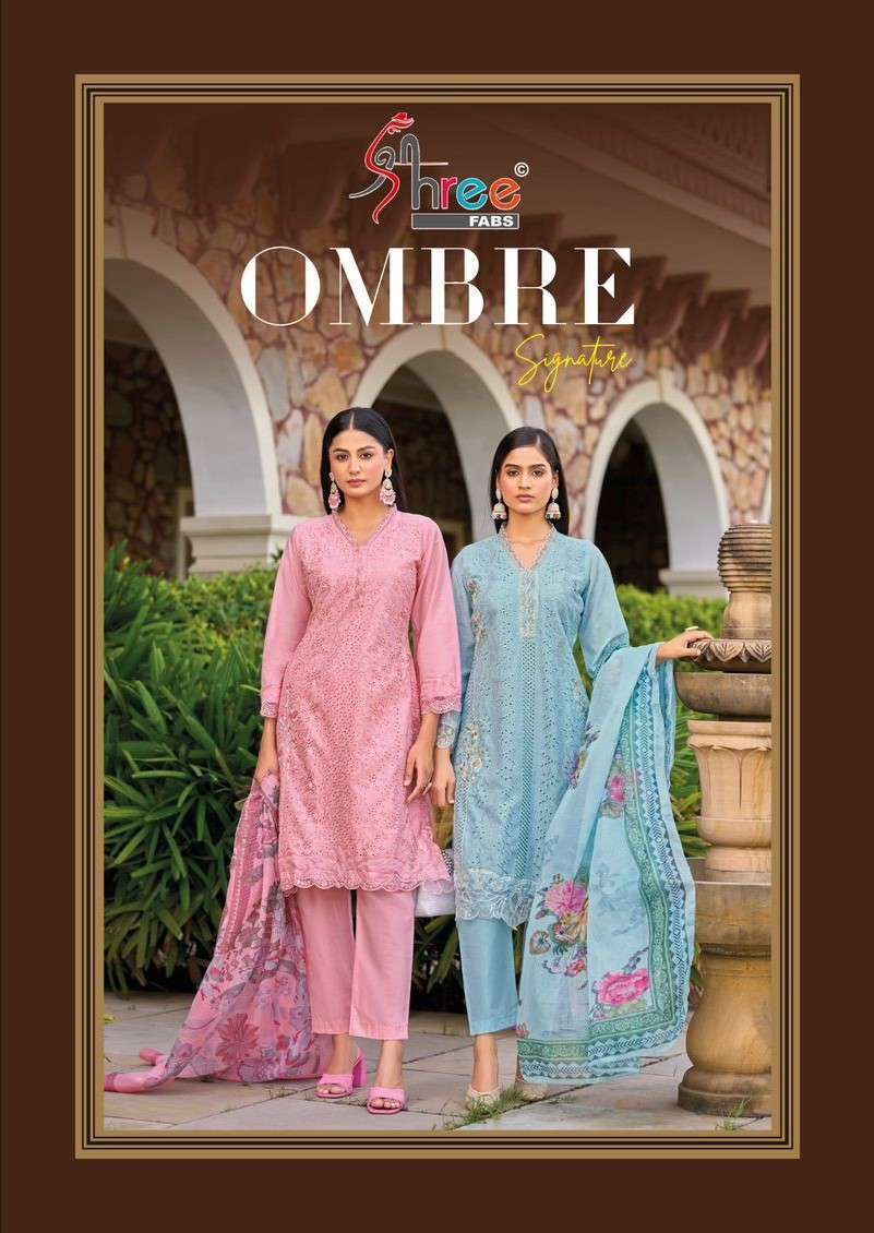ombre signature by shree fabs exclusive self embroidered cotton suit supplier 