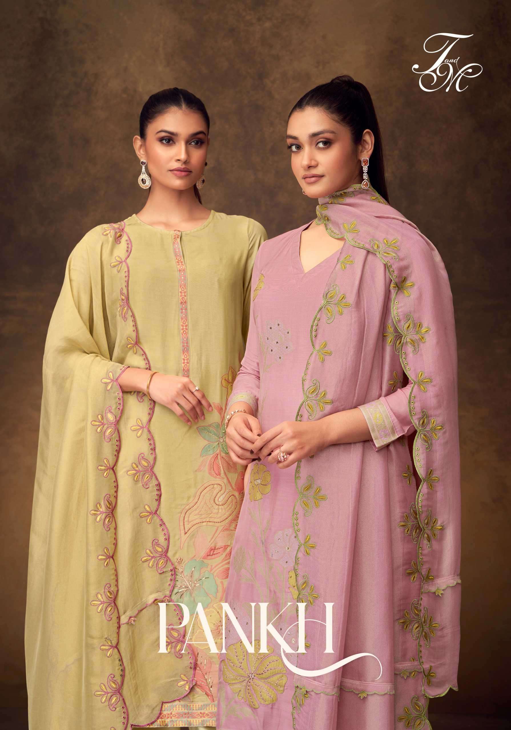 pankh by t&m fancy handwork stylish unstitch suit supplier 