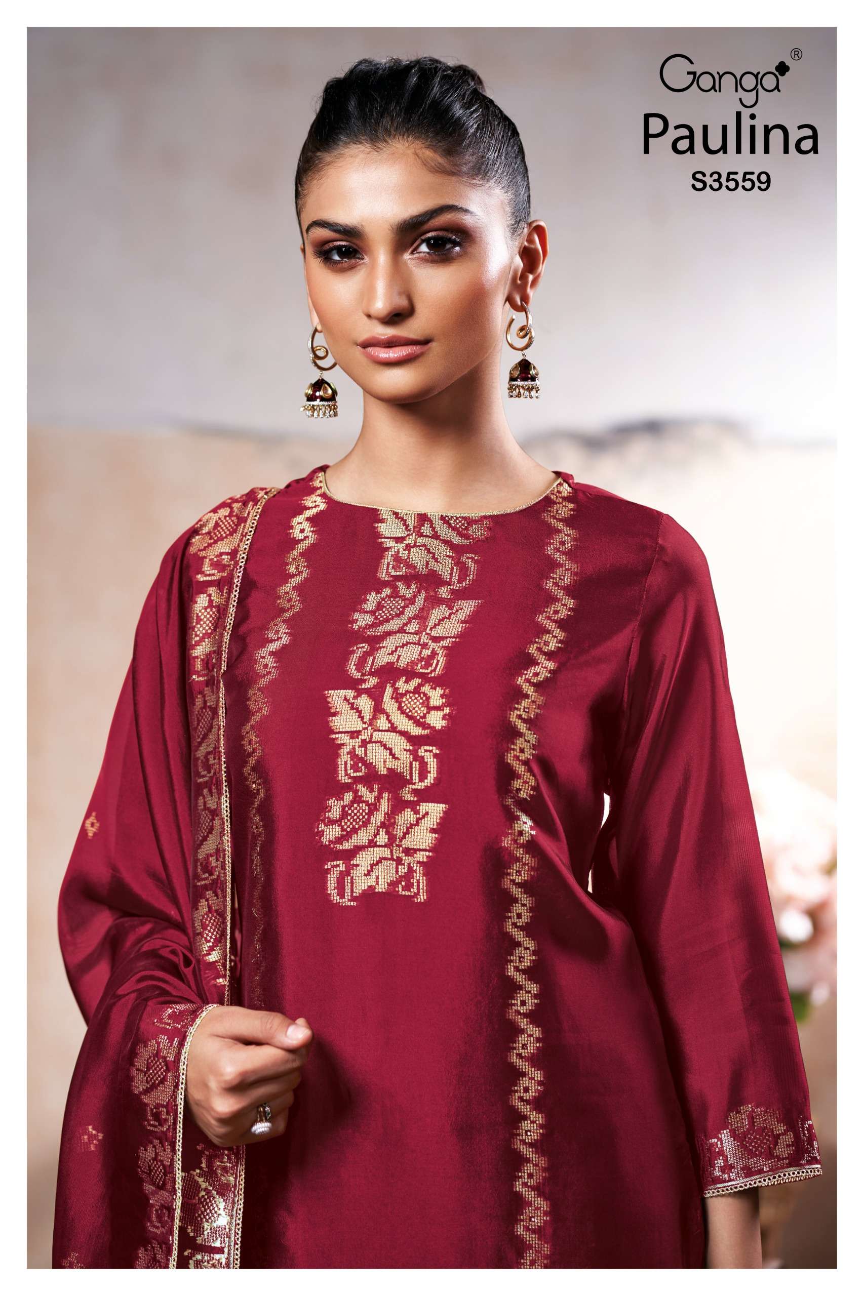 paulina 3559 by ganga designer viscose silk party wear salwar suit exporter surat
