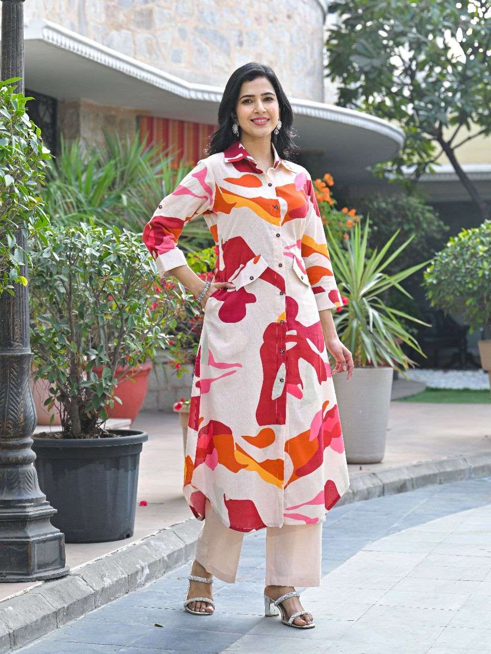 pf by niraakaar latest designer summer wear cotton printed kurti with plazo exporter surat