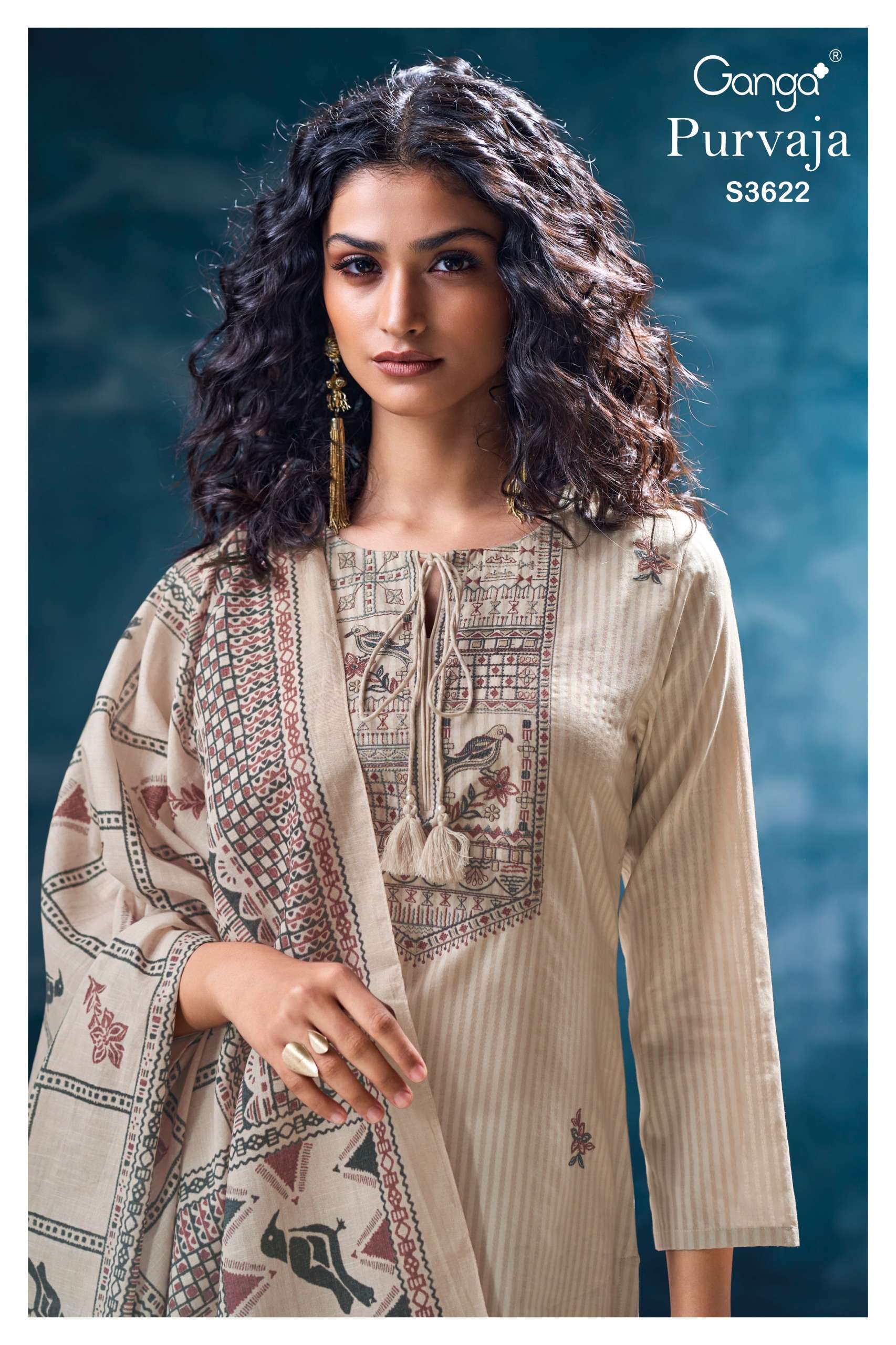 purvaja 3622 by ganga latest designer fancy embroidered party wear suit supplier surat
