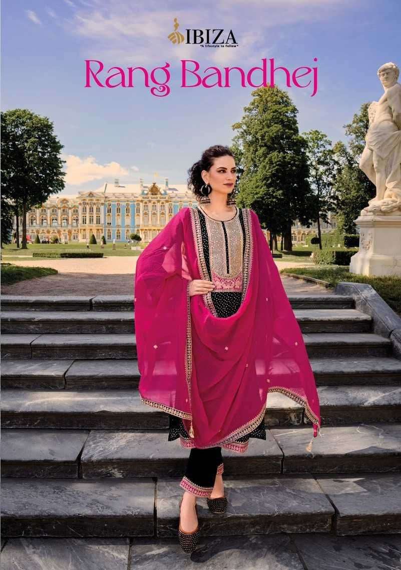 rang bandhej by ibiza digital print with embroidery patch work salwar suit supplier surat