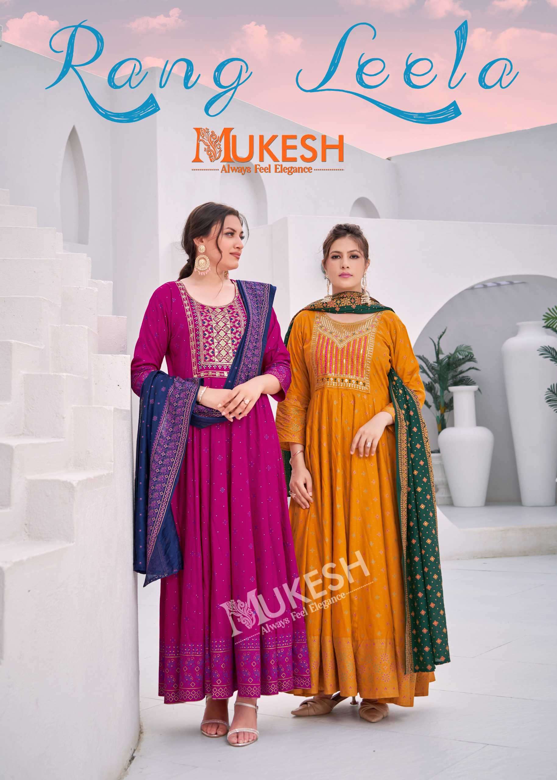 rang leela by mukesh exclusive designer party wear gown style collection surat