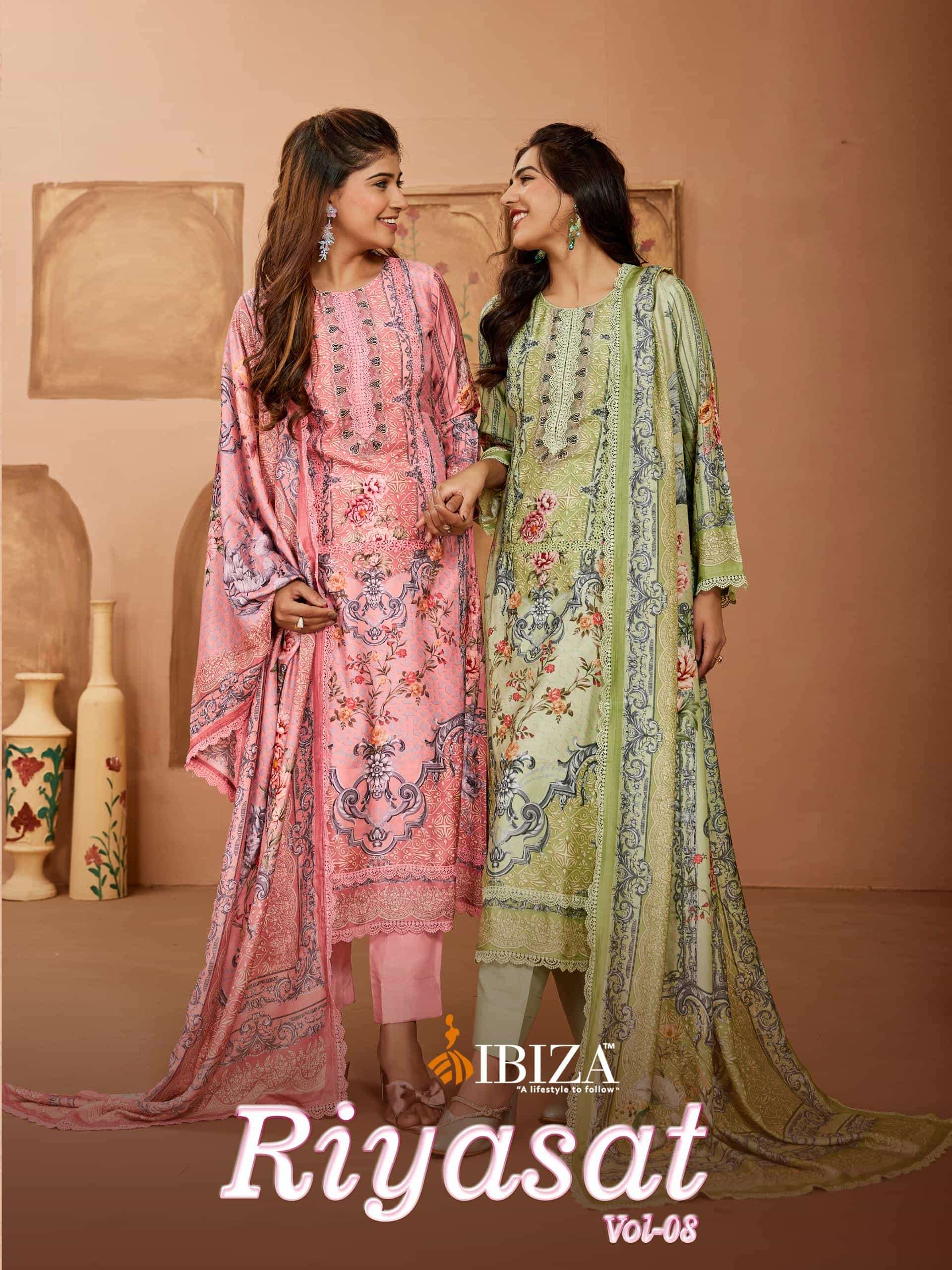 riyasat vol-8 by ibiza party wear digital printed salwar suit supplier surat