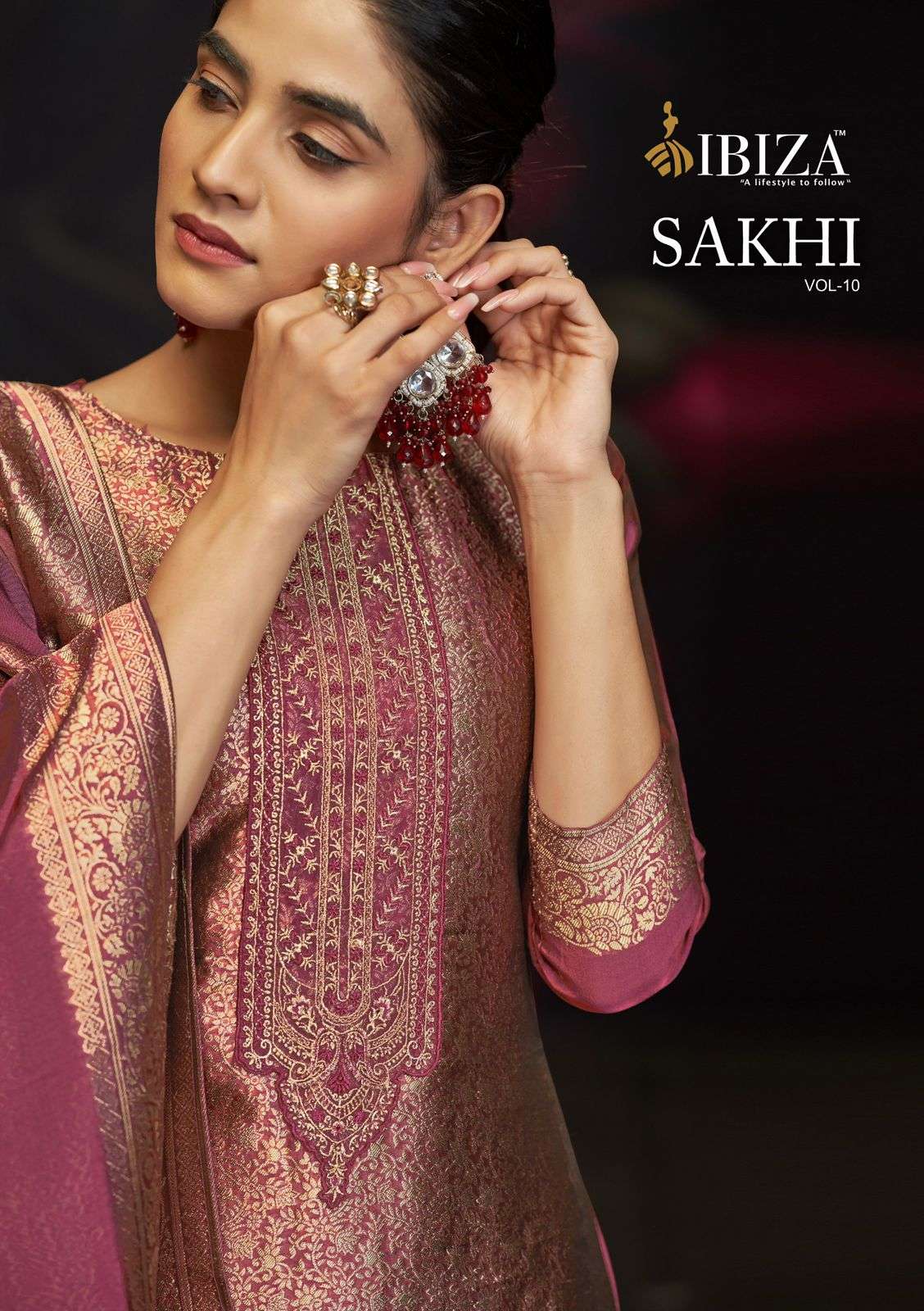 sakhi vol-10 by ibiza colors banglory silk jazquard with embroidered suit exporter surat 