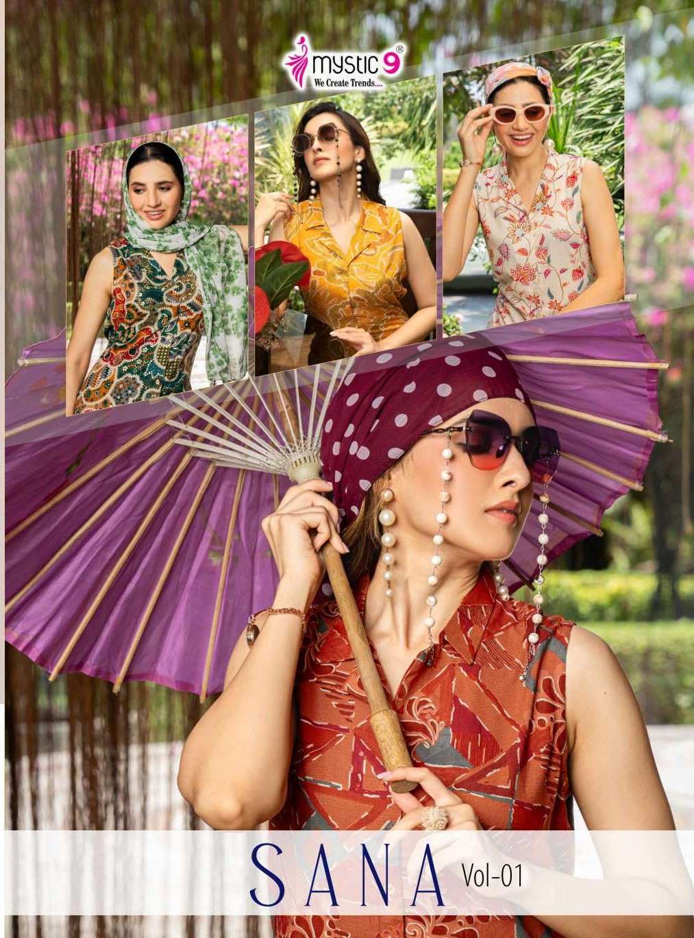 sana vol-1 by mystic 9 colors rayon foil printed designer cord set online dealer surat