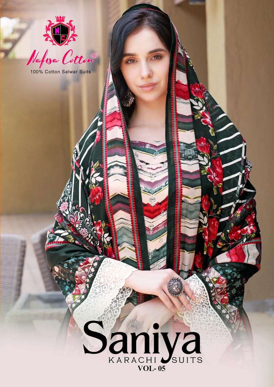 saniya vol-1 by nafisa cotton 5001-5006 series casual wear digital printed cotton suit supplier 