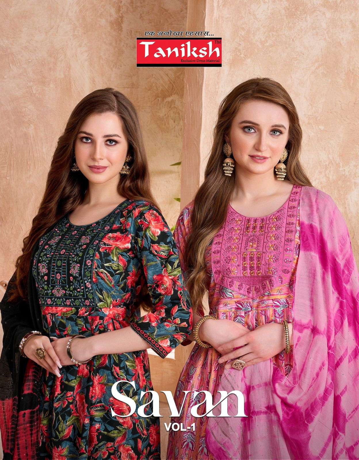 savan vol-1 by taniksh designer party wear readymade anarkali style collection delaer surat