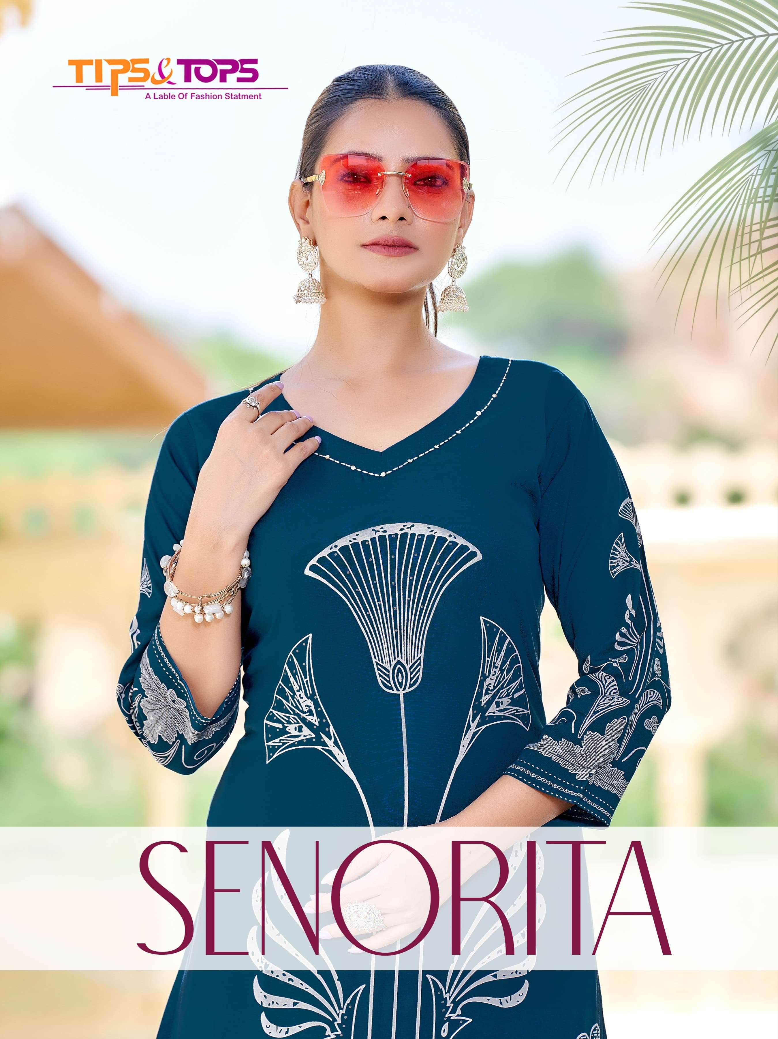 senorita by tips and tops casual wear readymade rayon cord set wholesale dealer surat