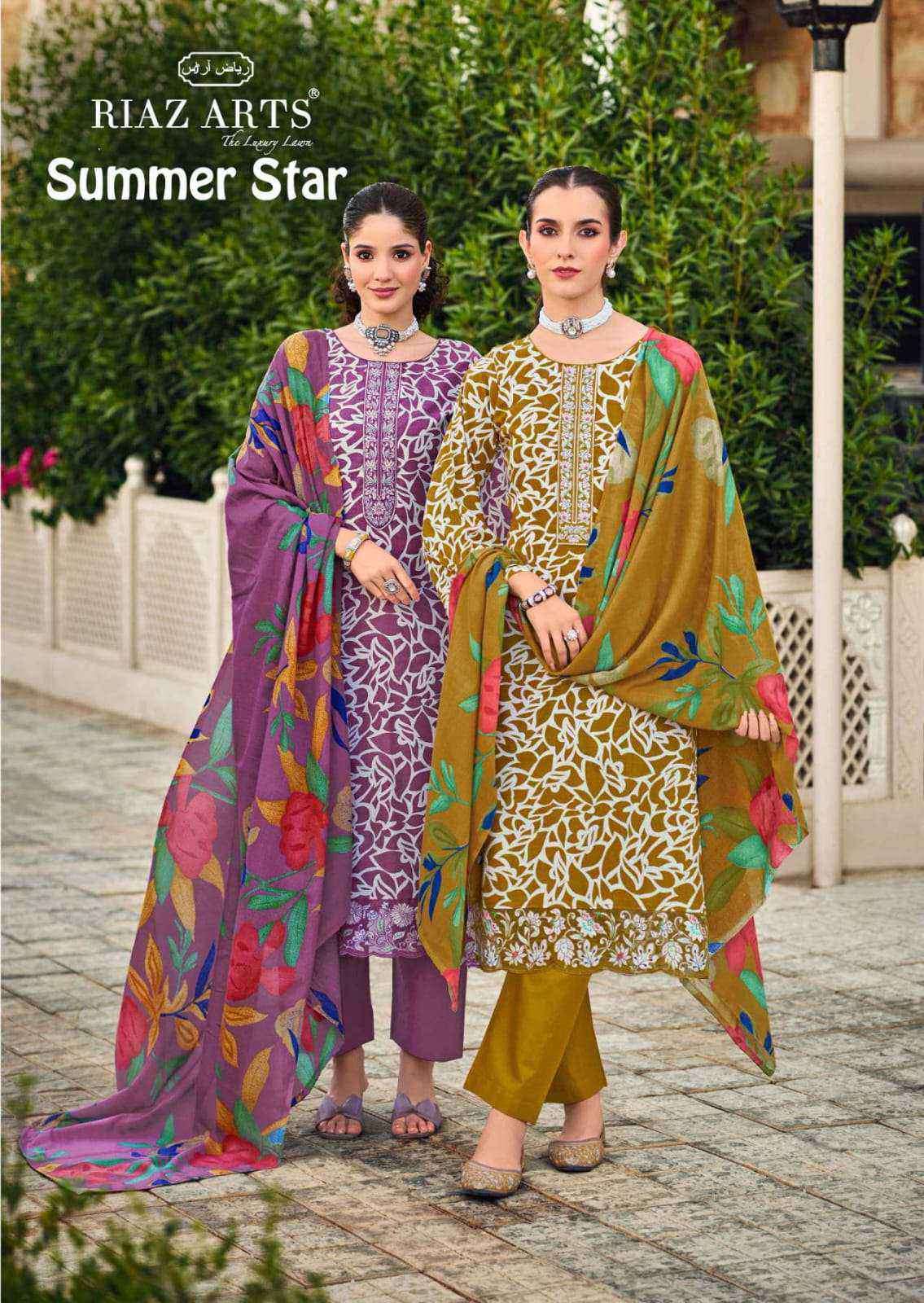 summer star by riaz arts 2001-2006 series heavy pakistani embroiderery digital printedsalwar suit collection surat