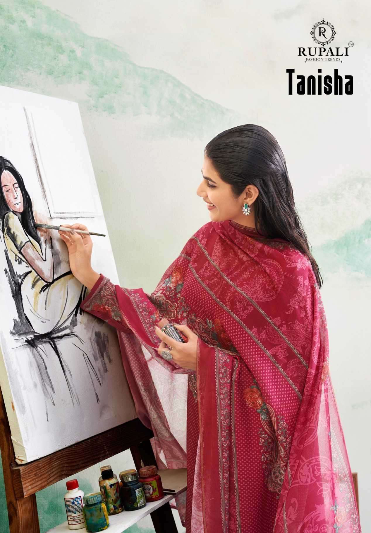 tanisha by rupali fashion colors viscose muslin print with heavy handwork suit exporter surat
