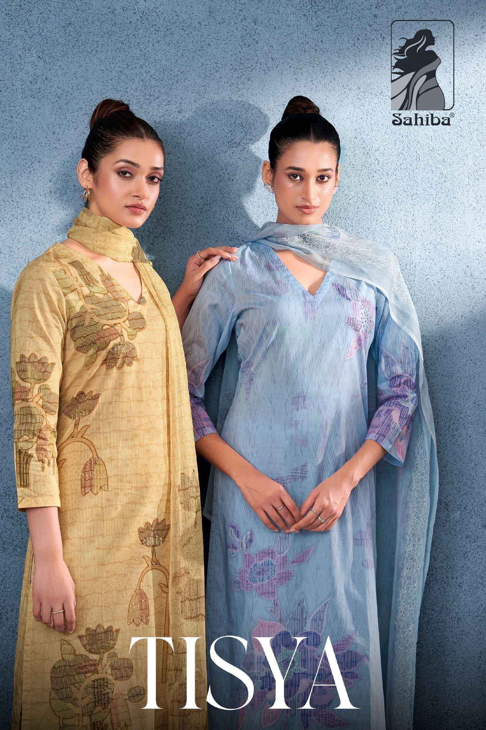 tisya by sahiba lawn cotton with digital printed party wear unstitch suit wholesaler 