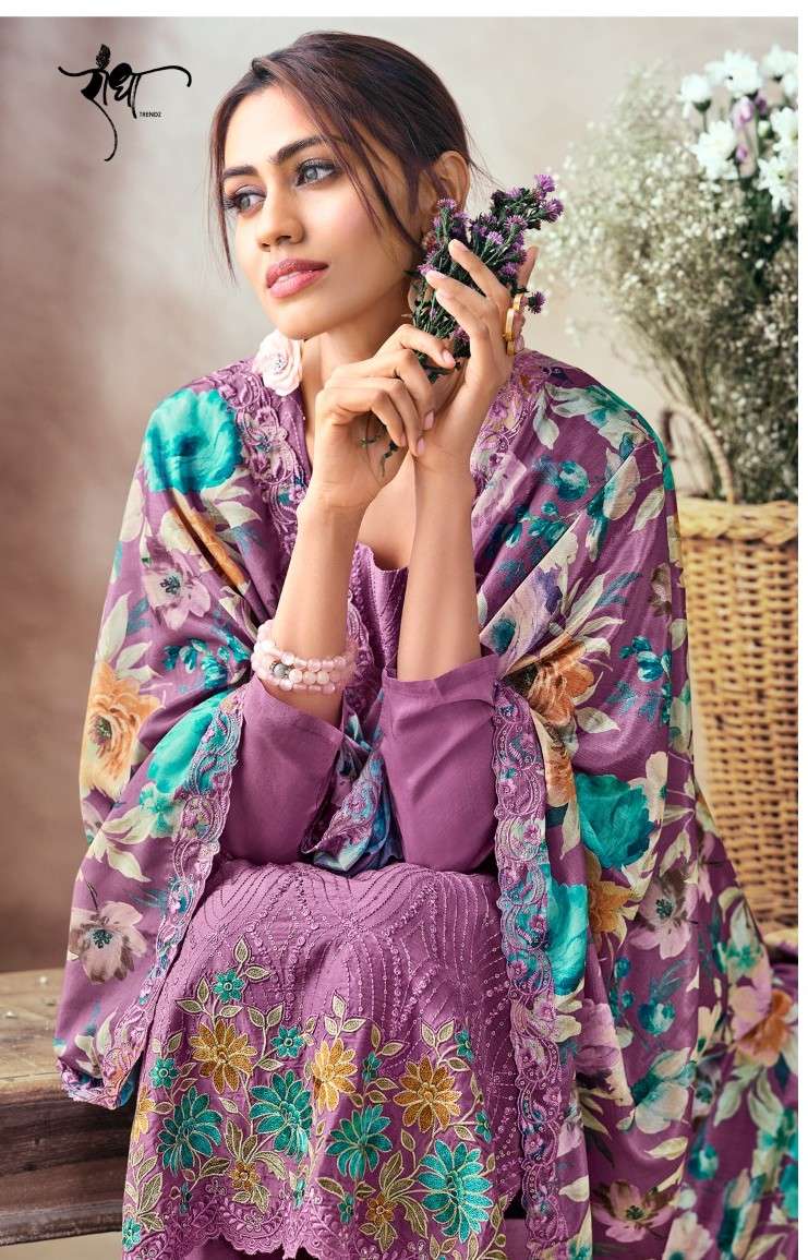titly by radha trendz colors exclusive designer muslin with thread work suit collection surat