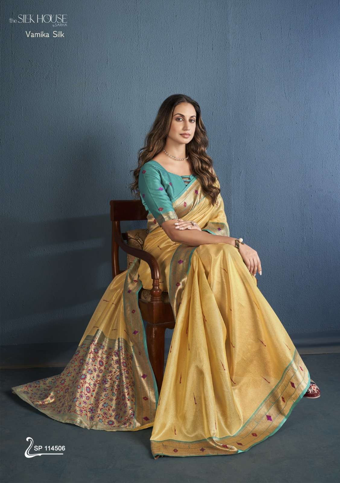 vamika silk by sarha 114501-114506 series latest designer party wear saree supplier surat