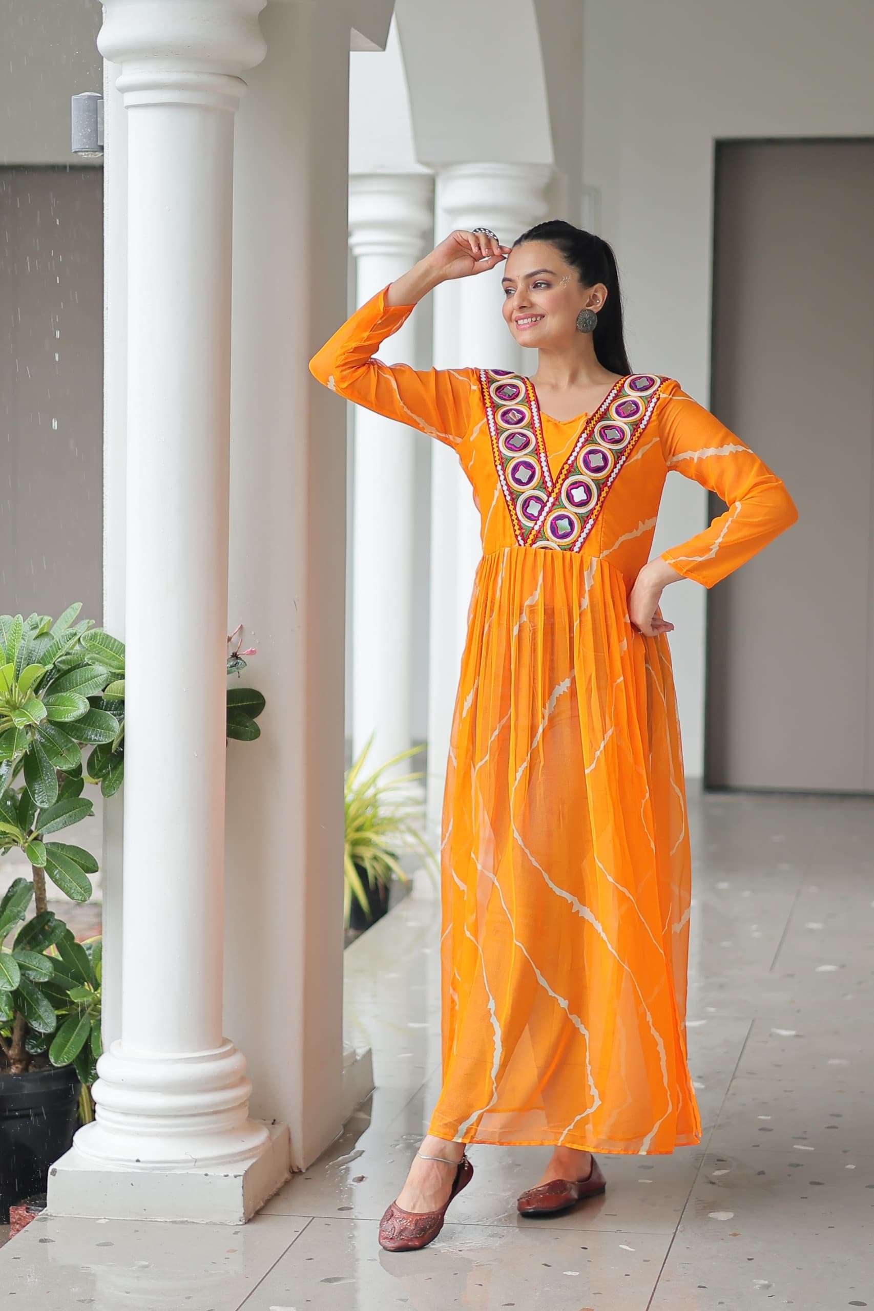 1181 by pf ethnic  Leheriya Print work with kutchi Patchework readymade kurti supplier 