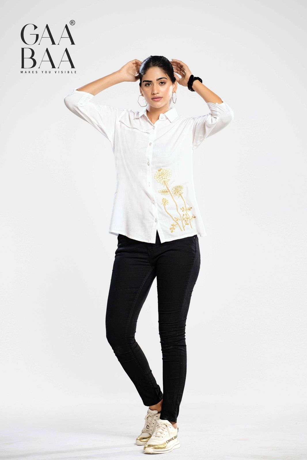 2371 by gaabaa exclusive designer rayon embroidered short top exporter 
