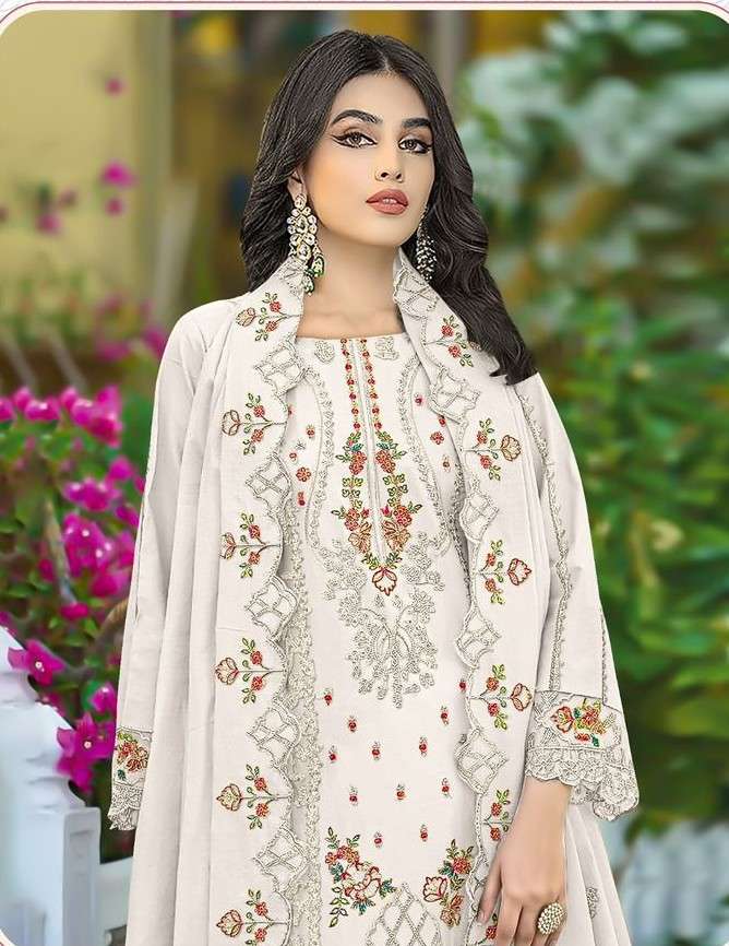 264 by iznik cambric with embroidered suit supplier surat