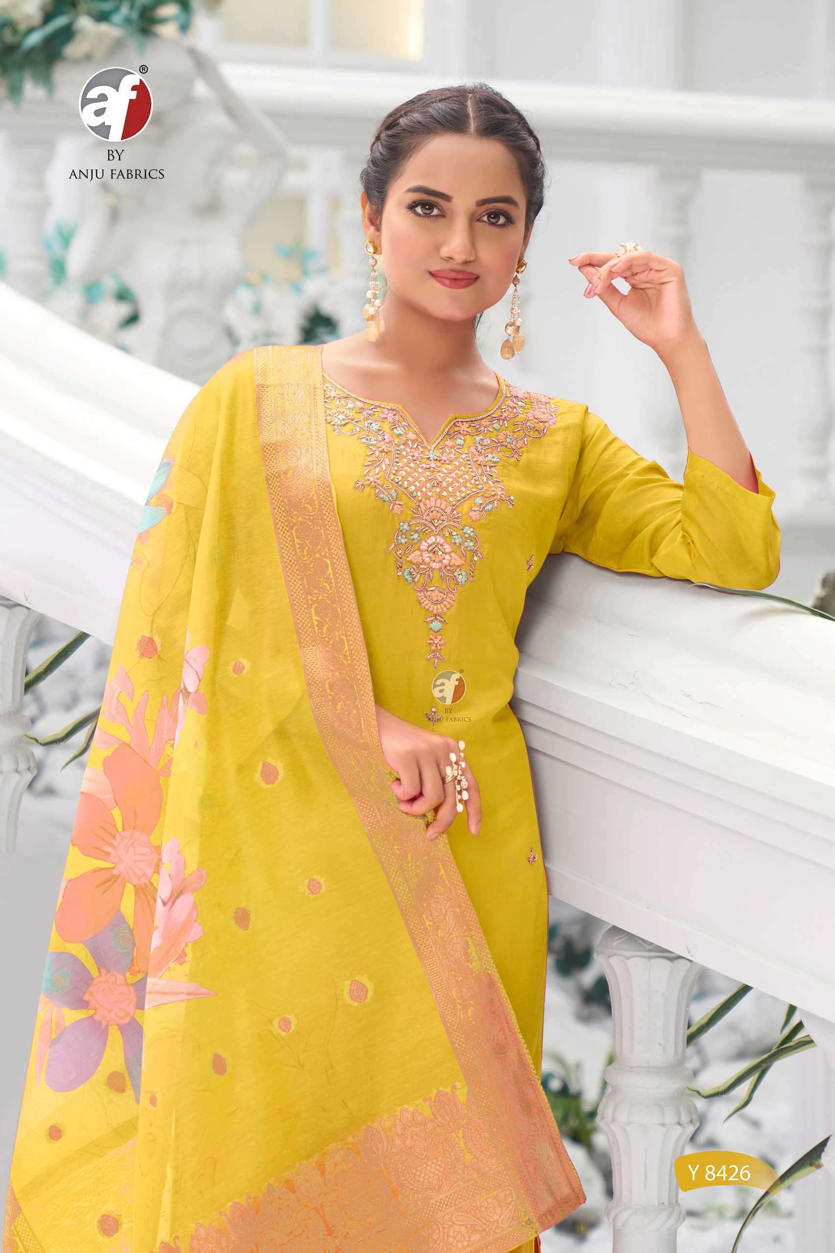 8425 by anju fabric exclusive designer festival wear readymade kurti supplier 