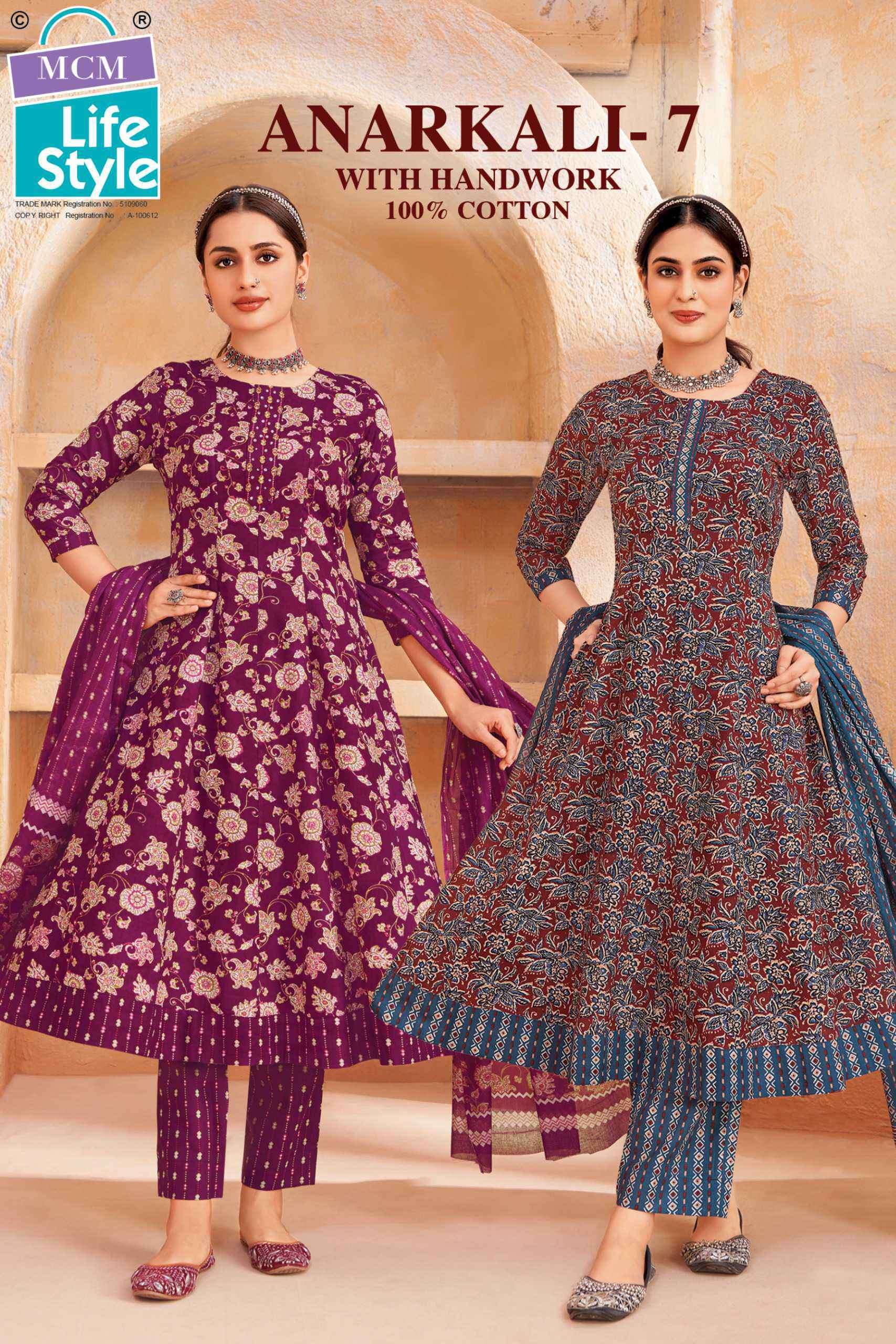anarkali vol-7 by mcm lifestyle cotton casual wear readymade anarakli style collection buy wholesaler surat