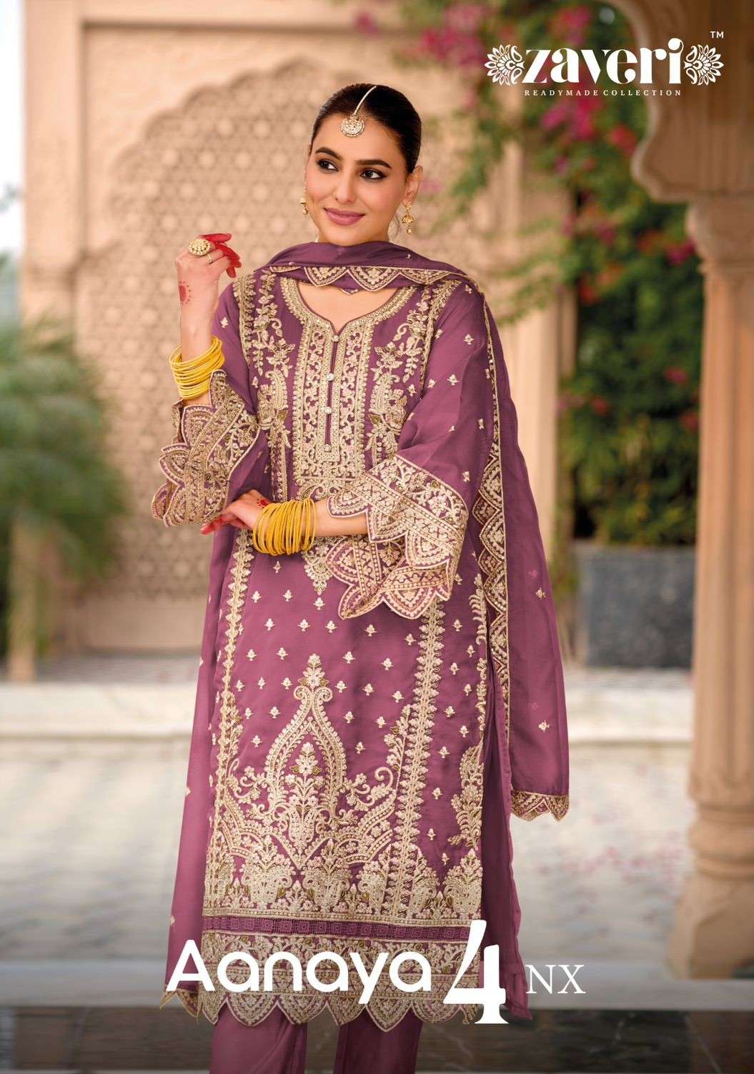 anaya vol-4 nx by zaveri colors latest designer organza readymade suit exporter surat 