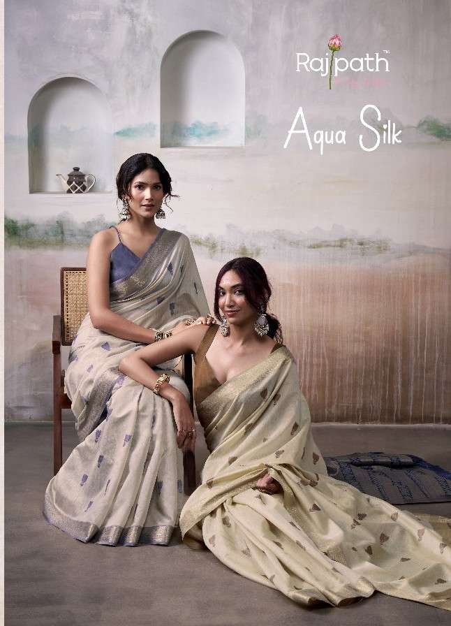 aqua silk by rajpath exclusive designer party wear cotton saree wholesaler 