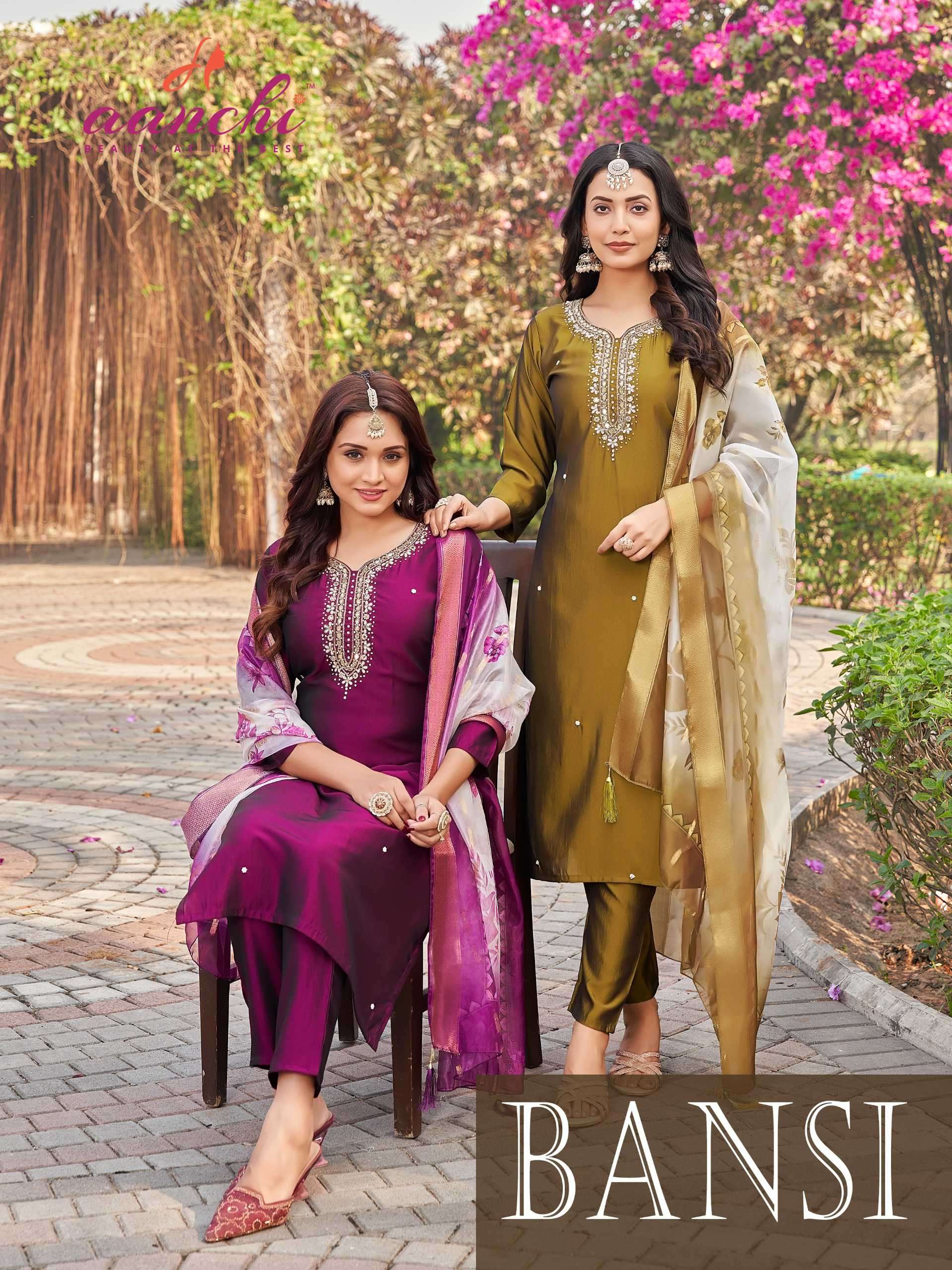 bansi by aanchi best designer rangeela silk readymade kurti wholesaler surat