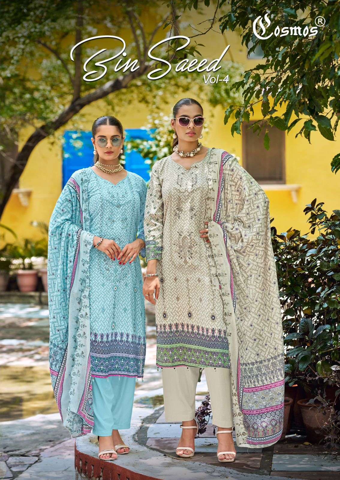 bin saeed vol-4 by cosmos cotton with heavy self embroidered suit wholesaler 