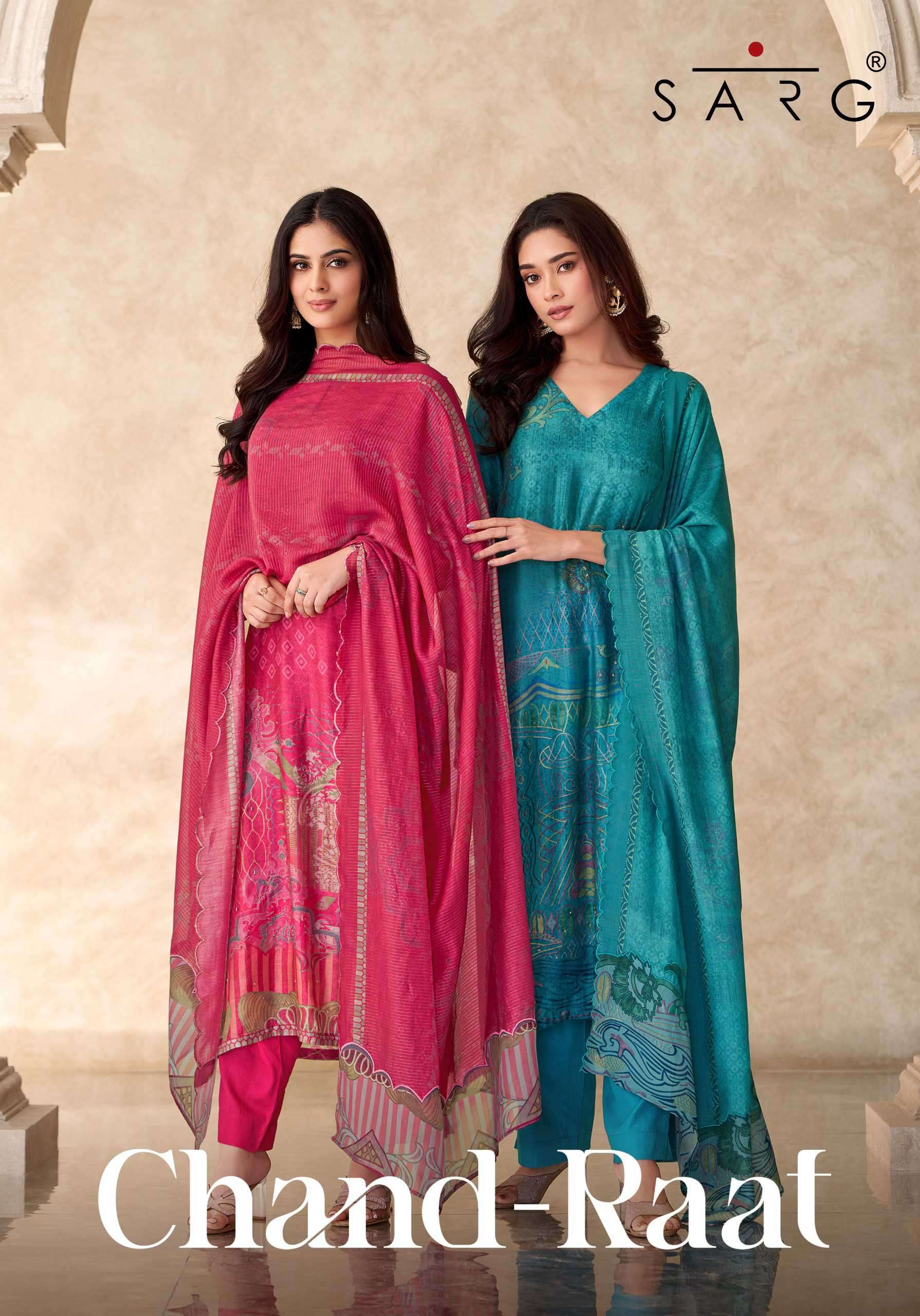 chand raat by sarg colors latest designer casual wear muslin suit wholesaler 