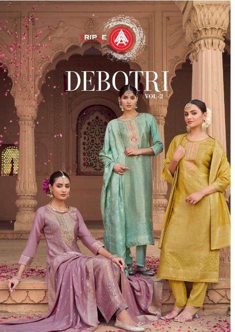 debotri vol-2 by triple a colors viscose muslin designer unstitched suit supplier 