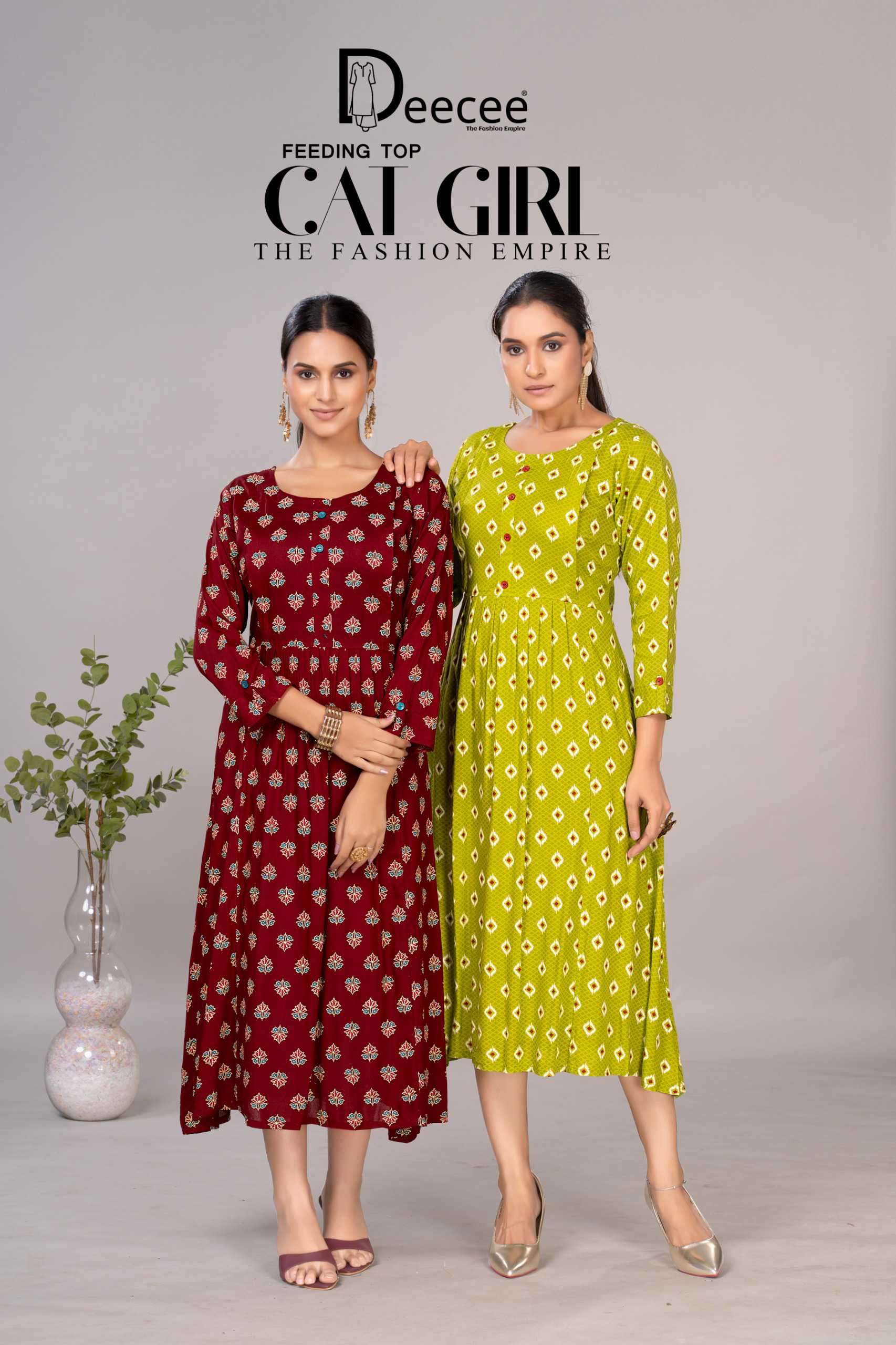 deecee cat girl rayon printed casual wear readymadekurti supplier 
